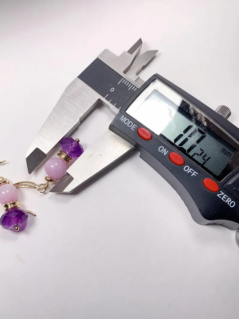 10mm Natural Purple Amethyst and Kunzite 14K Yellow Gold Filled Earrings Ear Stud February Birthstone