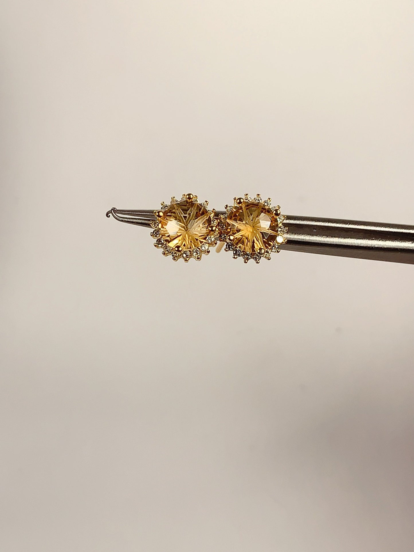 6mm Grade AAA Citrine Millennium Cut Sterling Silver Earring