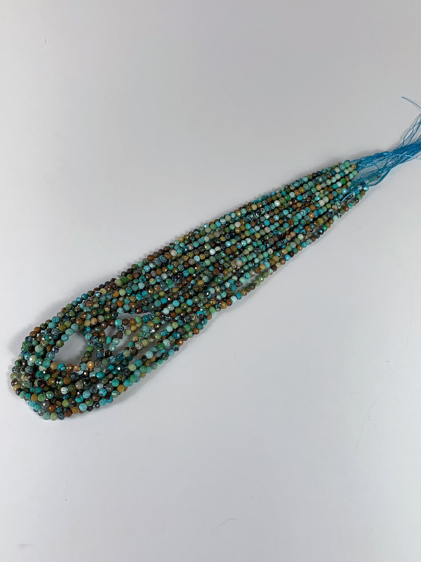 Natural Chrysocolla Azurite Faceted Round Beads: Blue, Yellow, Brown, Green - 15.5" Strand