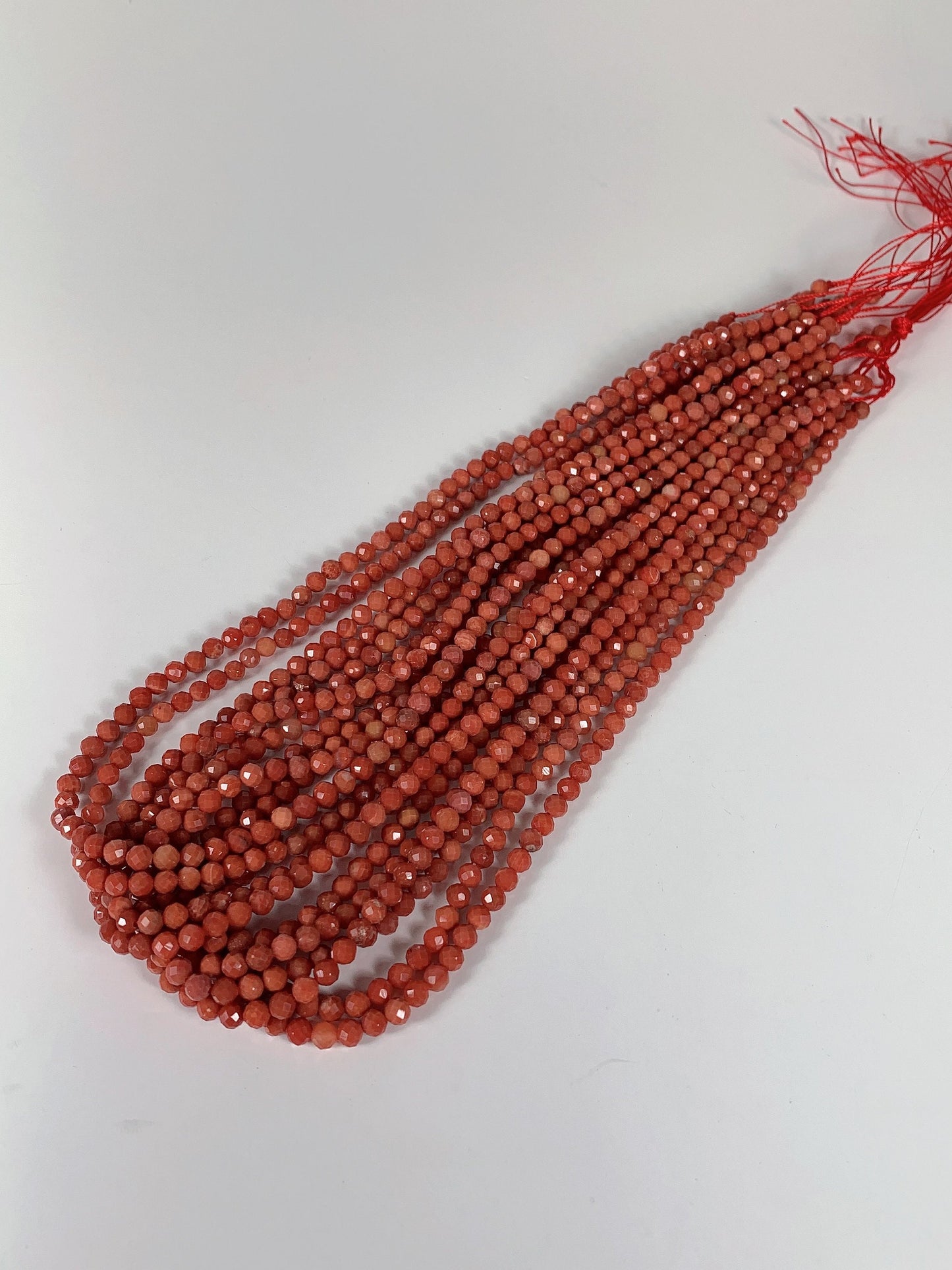 AAA Natural Cream Red NanHong Agate Faceted Round Beads Gemstone Strand 15.5