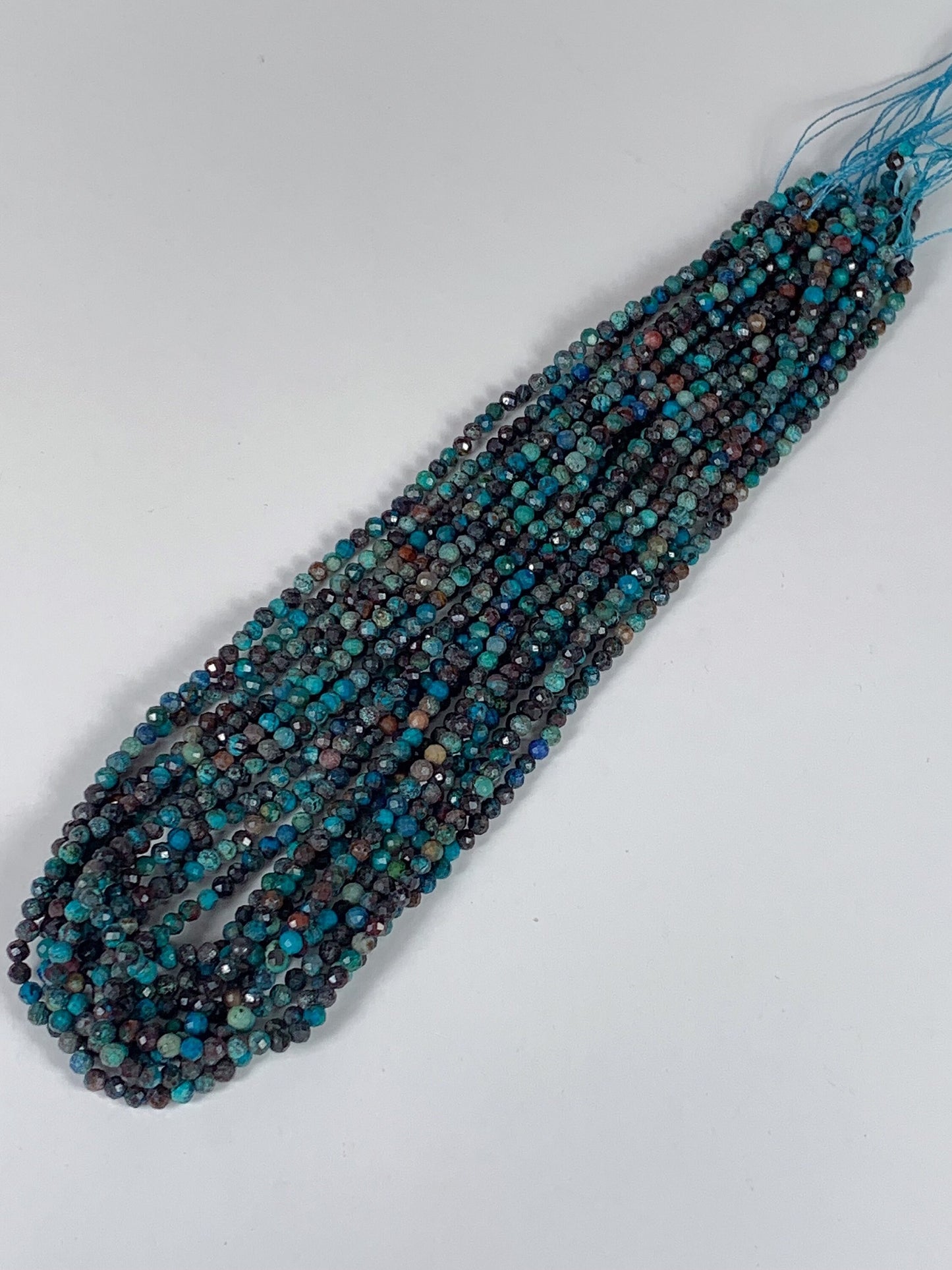 Faceted Chrysocolla Azurite Beads: Natural Phoenix Brown Blue Gemstone, 15.5" Strand
