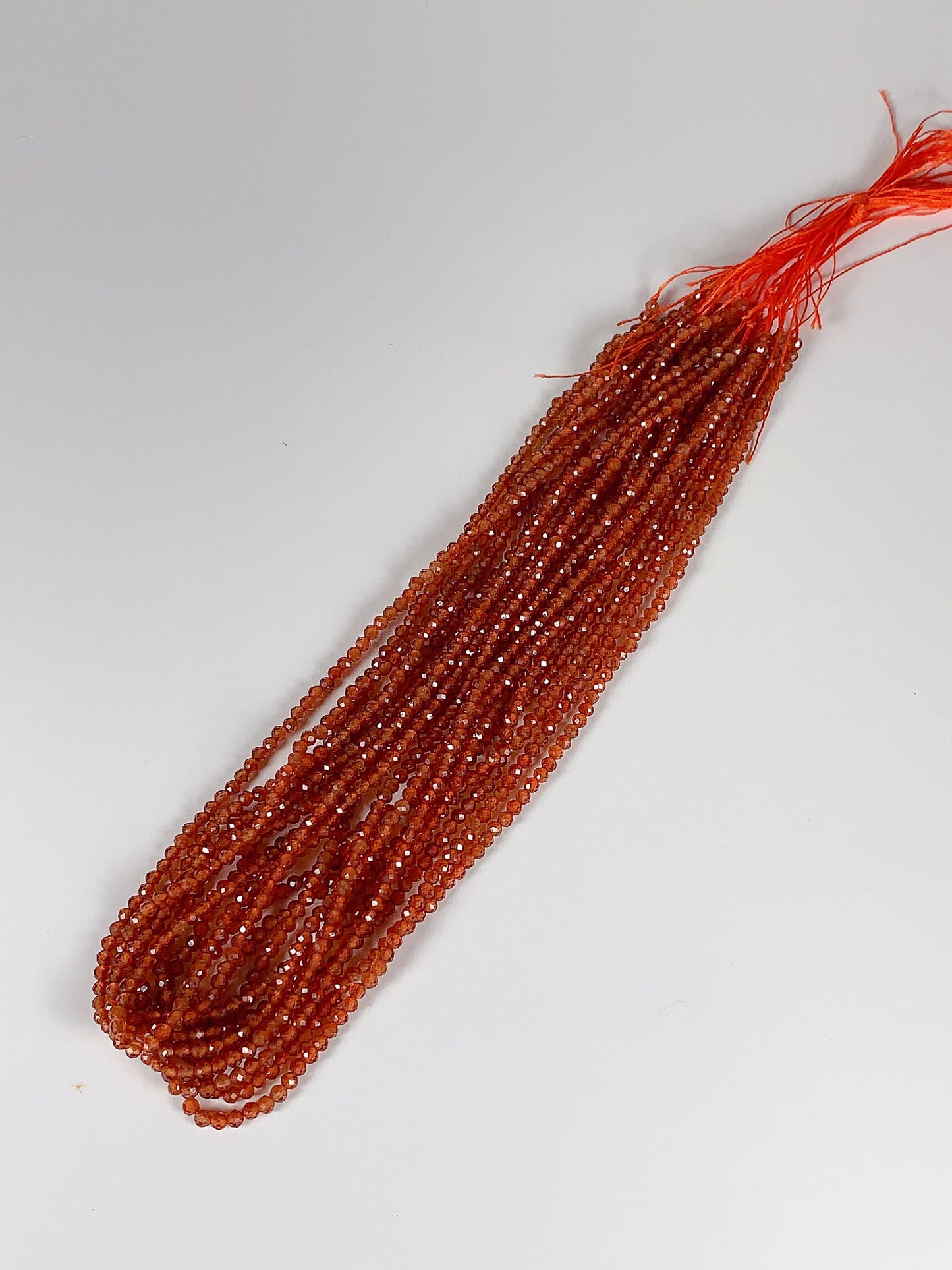 AAA+ Natural Orange Hessonite Garnet Faceted Round Beads - 15.5" Strand