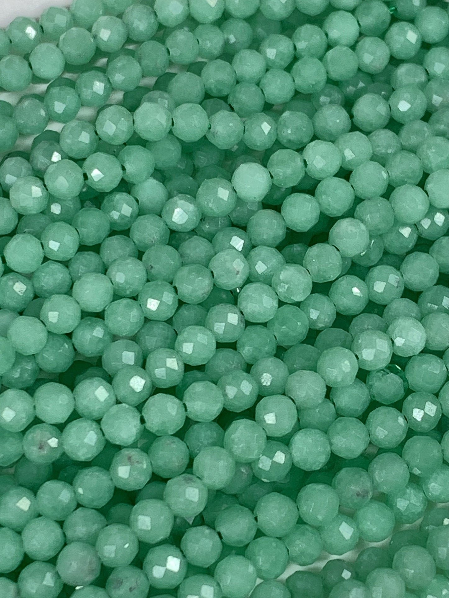 Grade AAA Genuine Natural Green Jade Faceted Round Beads 15.5" Strand 2mm 3mm 4mm