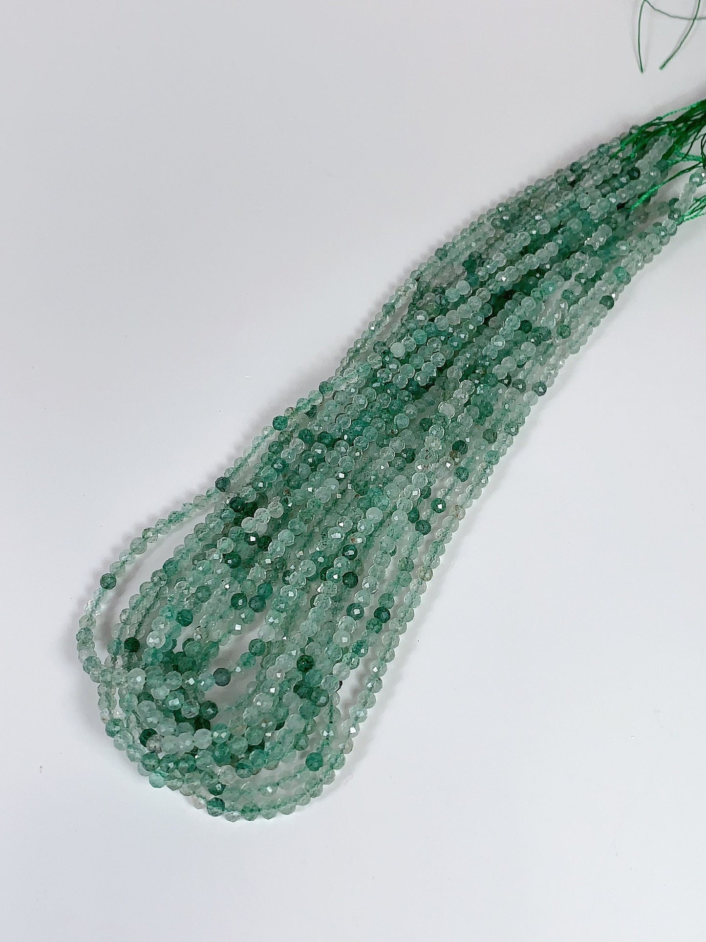 AAA Green Strawberry Quartz Beads: Faceted Round Gemstone Strand