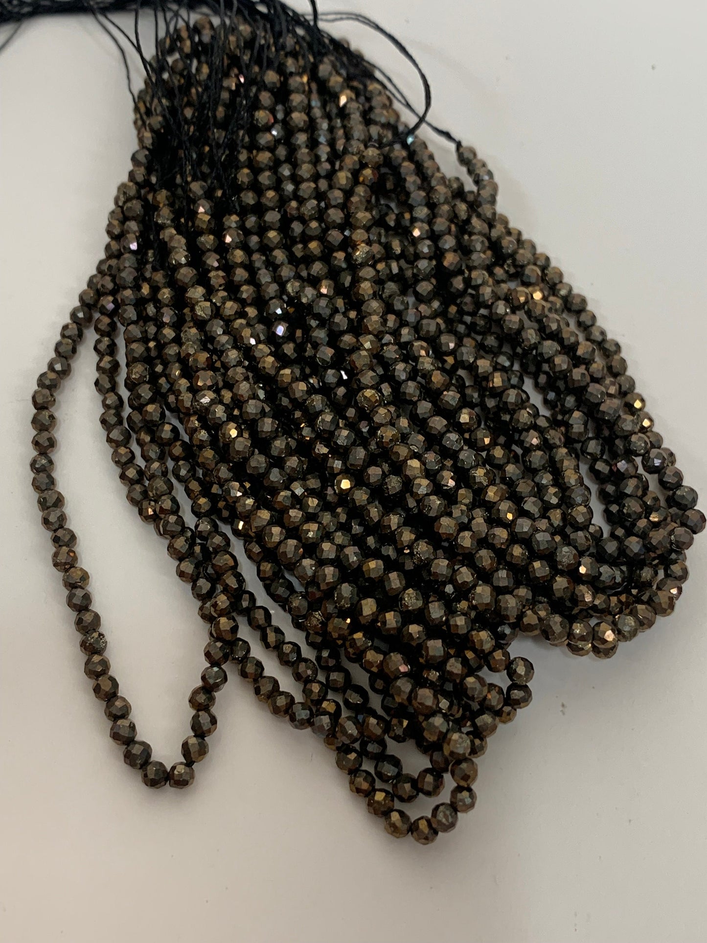 Black Gold Titanium Hematite Faceted Round Beads 15.5" Strand 2mm 3mm 4mm