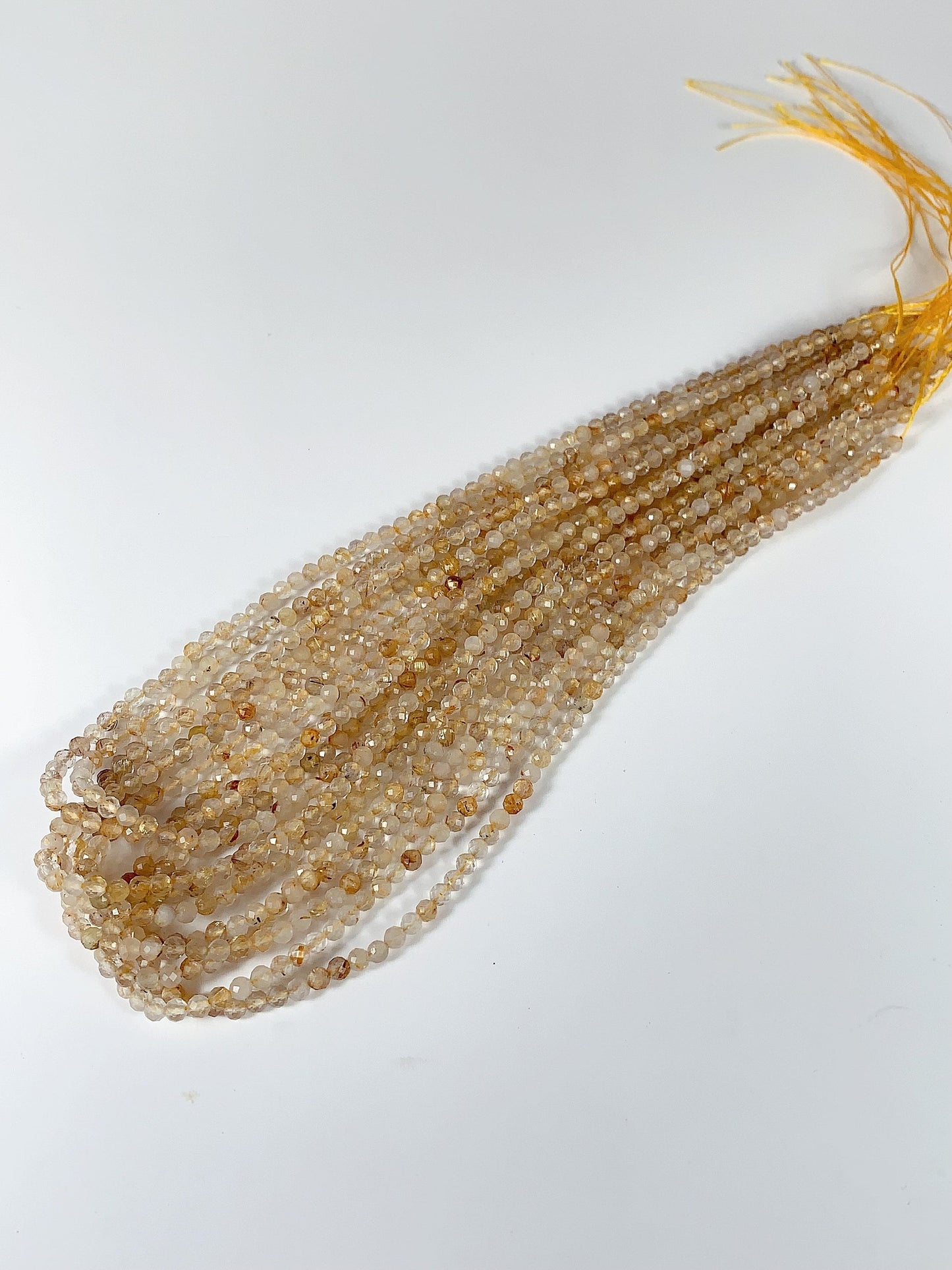 Natural Gold Golden Rutilated Quartz Faceted Round Beads 15.5" Strand 2mm 3mm 4mm