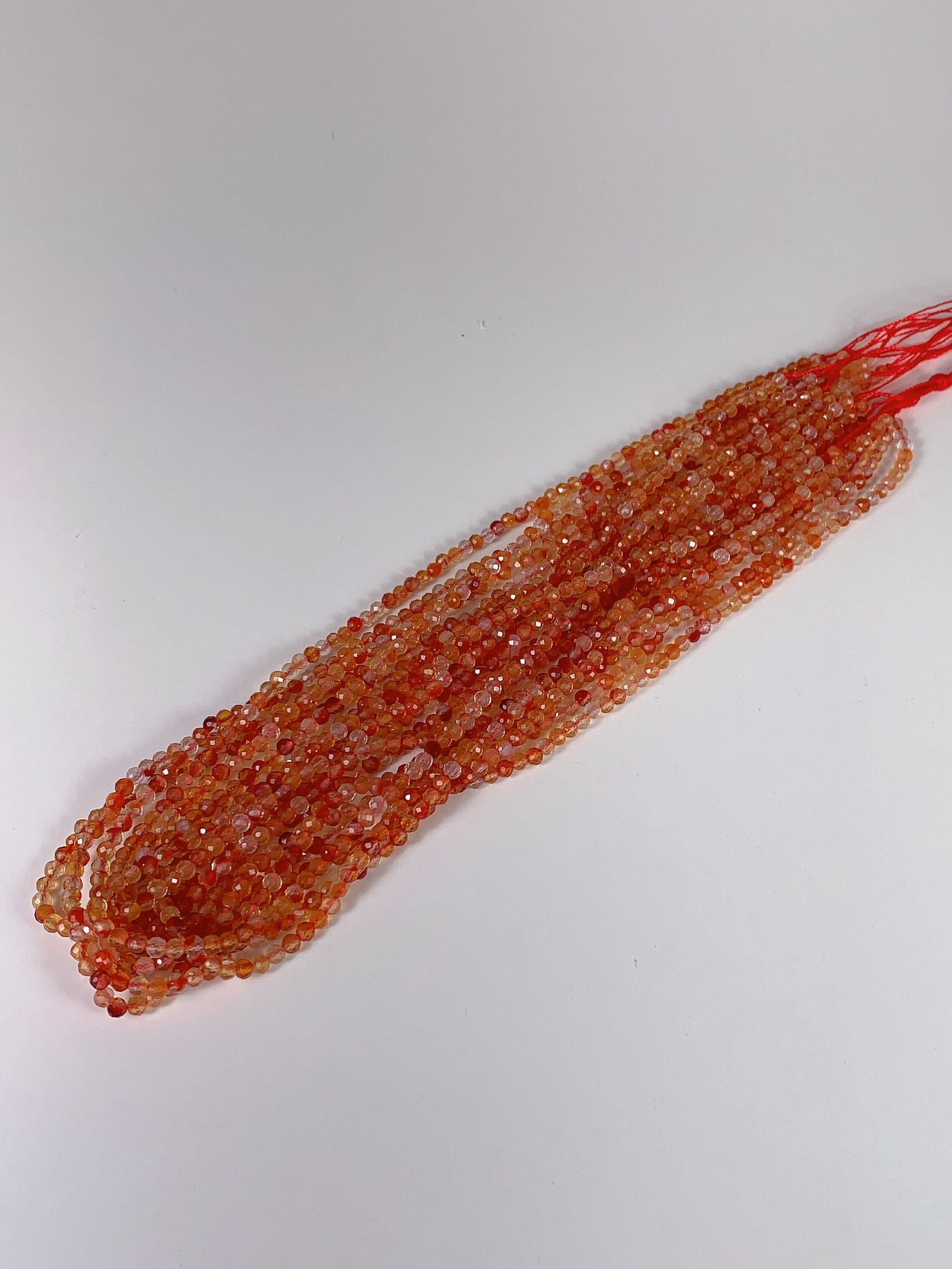 AAA Orange Red Agate Faceted Round Beads: 2mm 3mm 4mm, 15.5" Strand