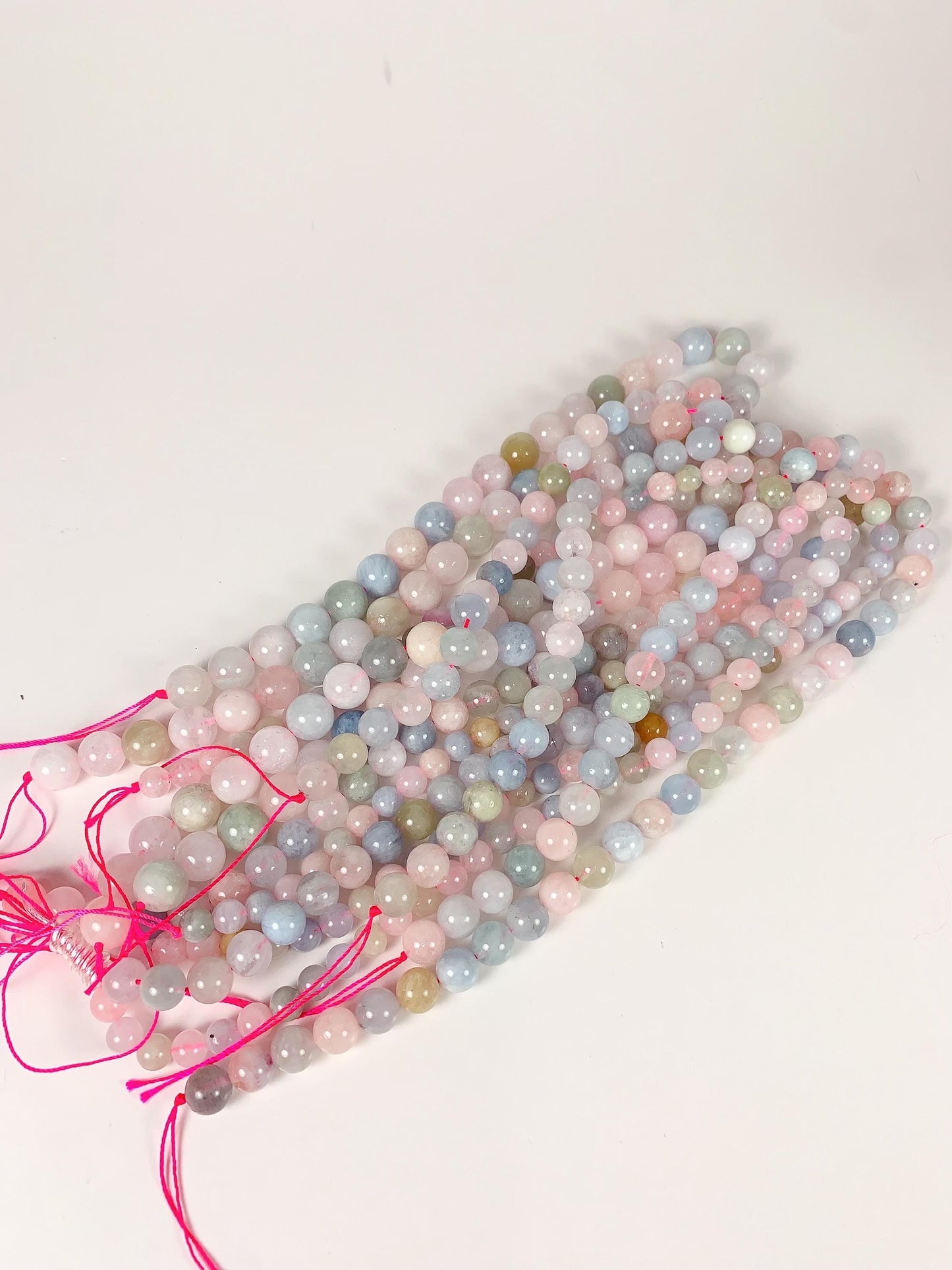 8mm Natural Blue Yellow Green Pink Morgenite Smooth Round Beads 15.5" Strand