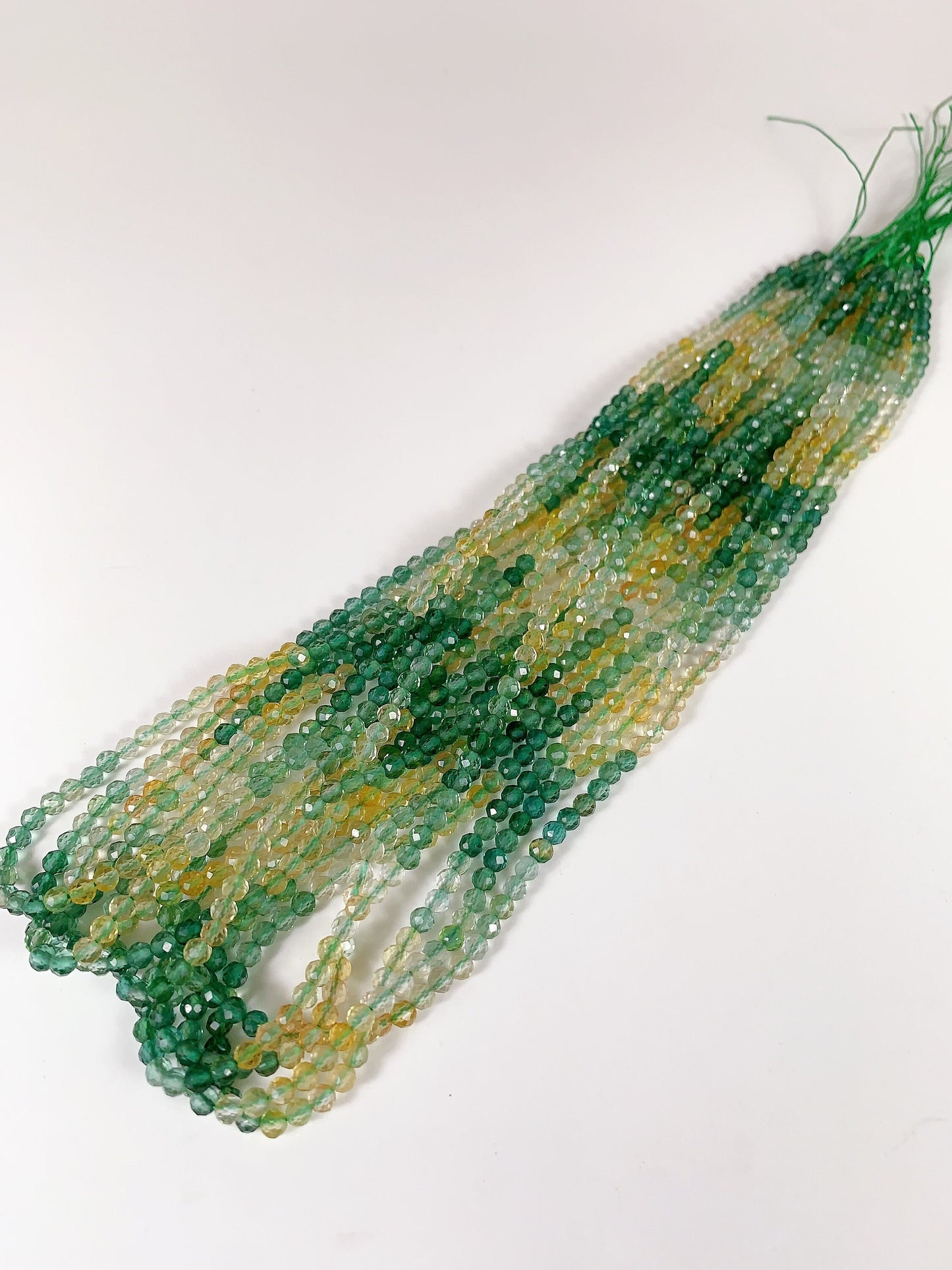 AAA Yellow Citrine Green Apatite Faceted Round Beads: 2-4mm, 15.5" Strand