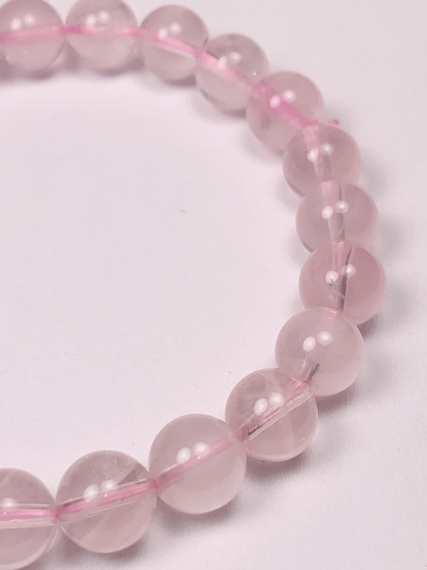 AAA Natural Transparent Light Pink Rose Quartz Bracelet: Smooth Round Gemstone Beads