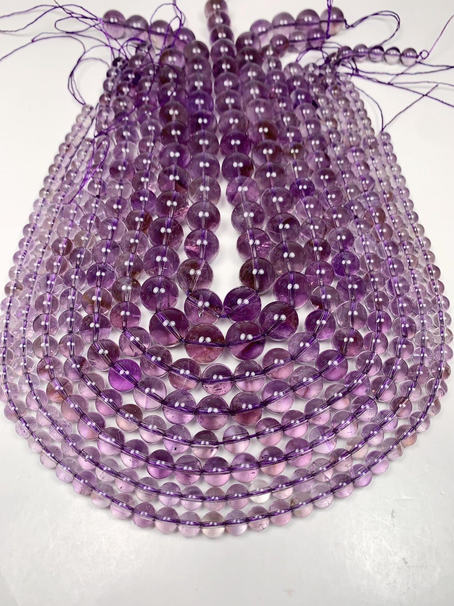 Natural Light Purple Amethyst Smooth Round Beads - 15.5" Strand