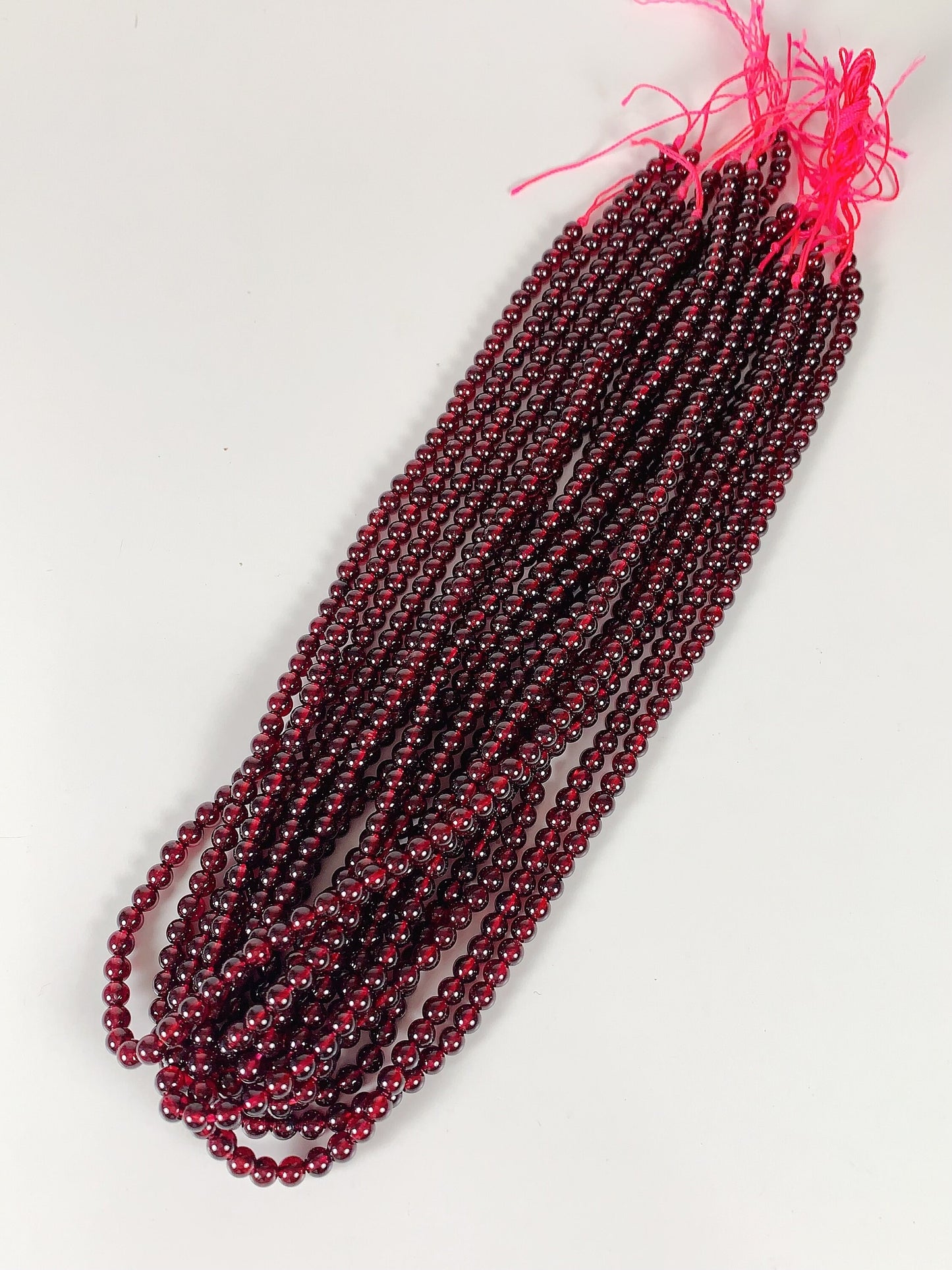Natural Red Garnet Smooth Round Beads - 15.5" Strand