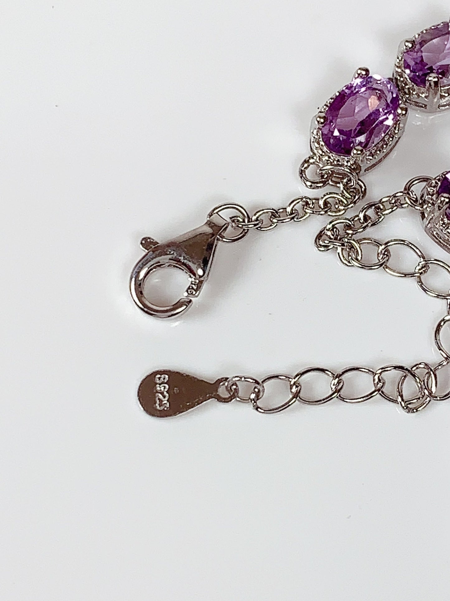 Grade AAA Genuine Natural Purple Amethyst 18k 925 Sterling Silver Bracelet Gemstone