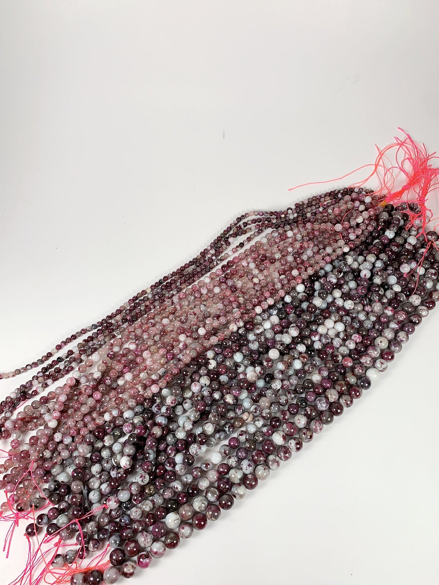Natural Plum Blossom Pink Tourmaline Beads: Grade AA Smooth Rounds, 15.5" Strand