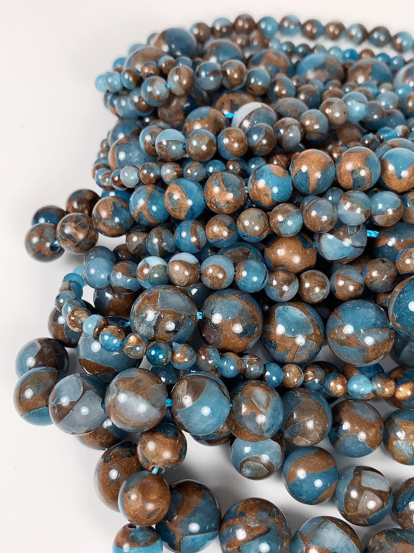 Blue Golden Impression Jasper Smooth Round Beads 15.5" Strand Gemstone 4mm 6mm 8mm 10mm