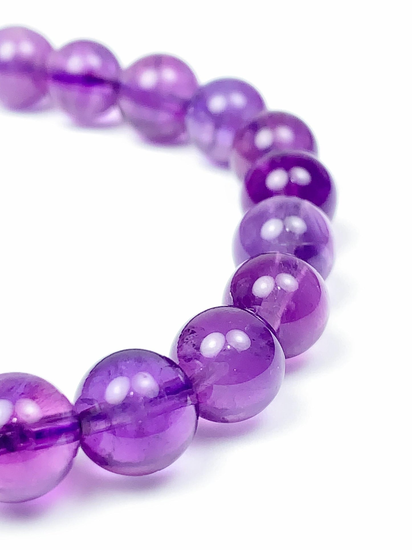 Genuine Natural Light Purple Amethyst Smooth Round Stretch Bracelet 8mm