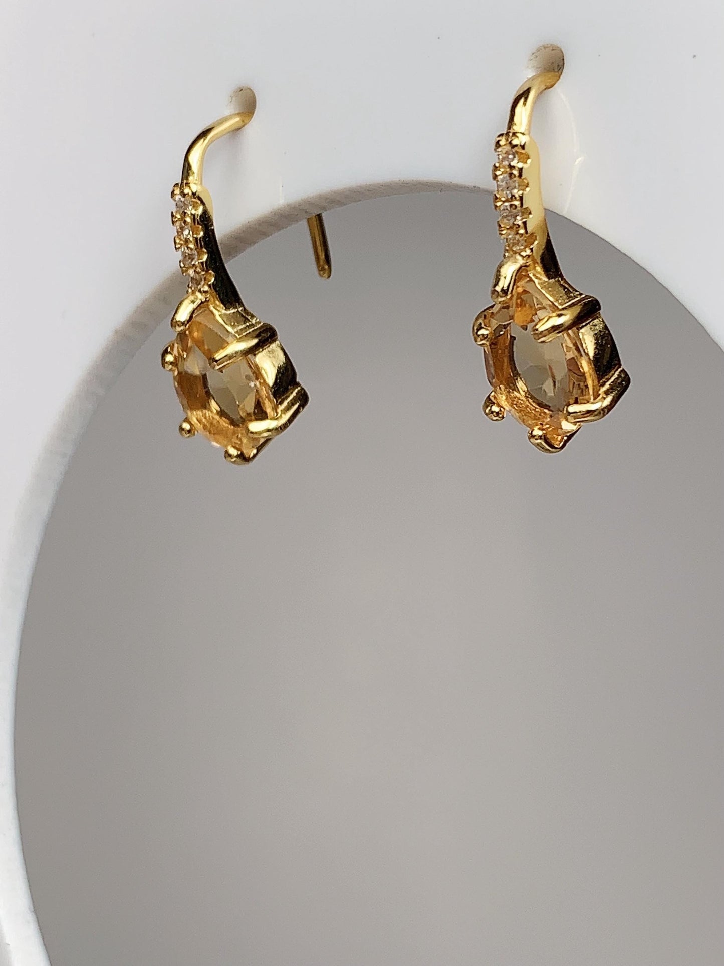 Citrine Drop Earrings: 18k Gold Plated Sterling Silver