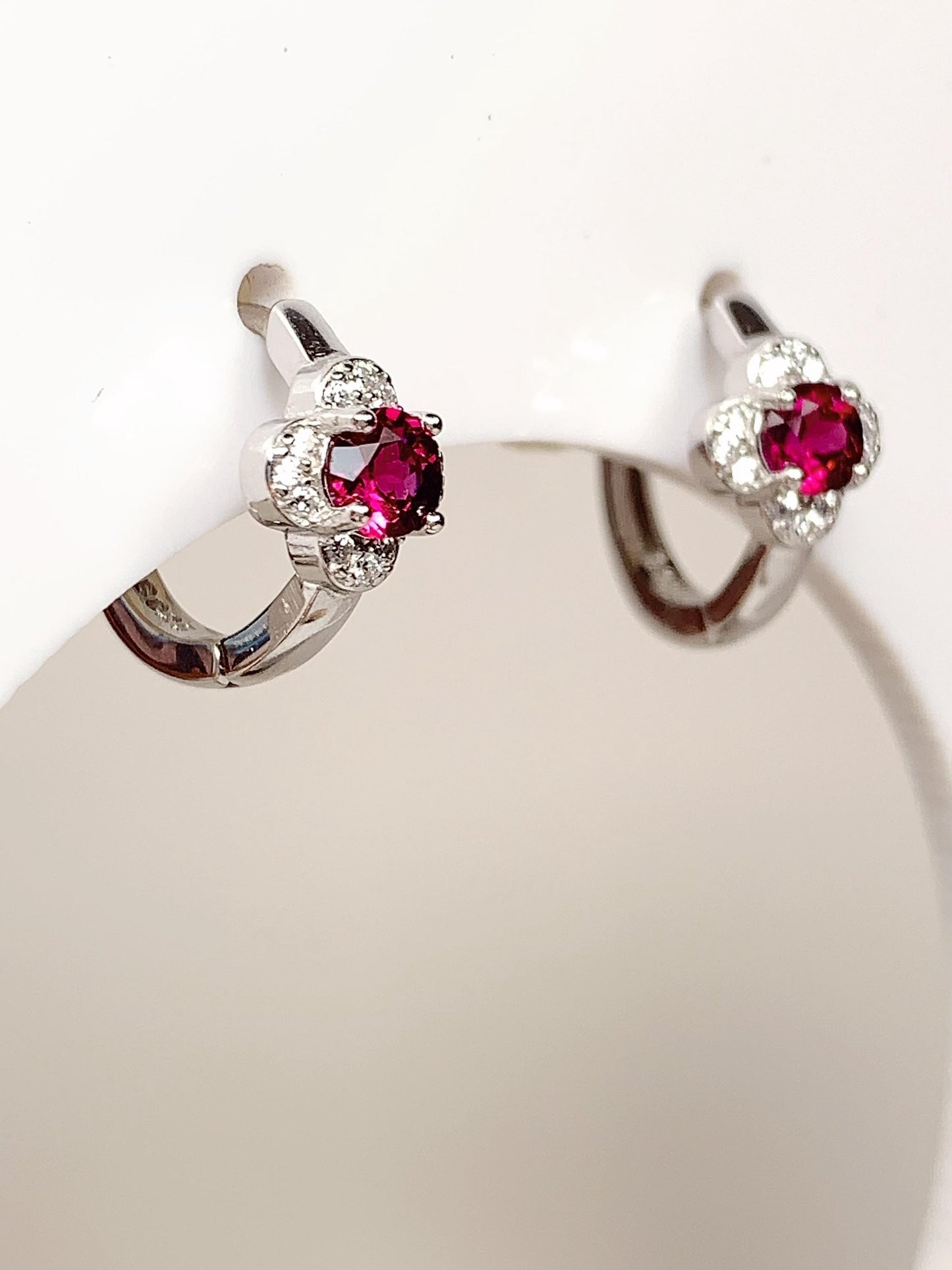 Purple Garnet Earrings: 18k Gold Plated Sterling Silver, 3mm