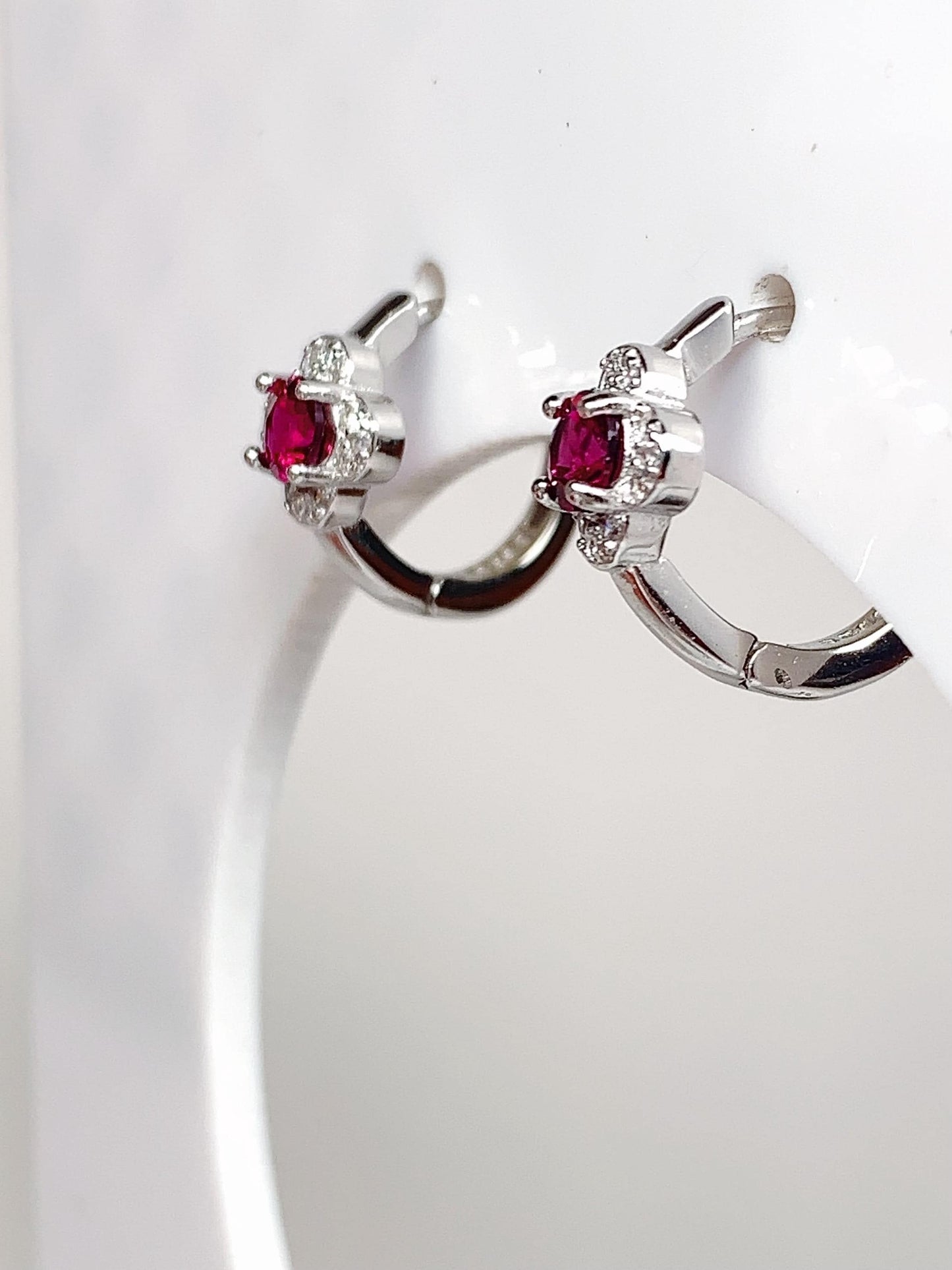 Purple Garnet Earrings: 18k Gold Plated Sterling Silver, 3mm
