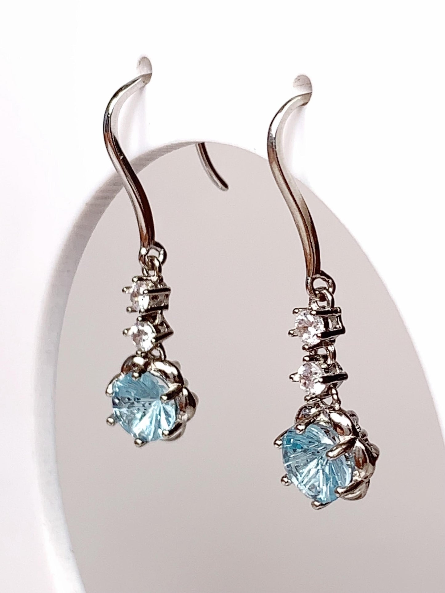 Sky Blue Topaz Earrings: 18k Gold Plated Sterling Silver, 6mm