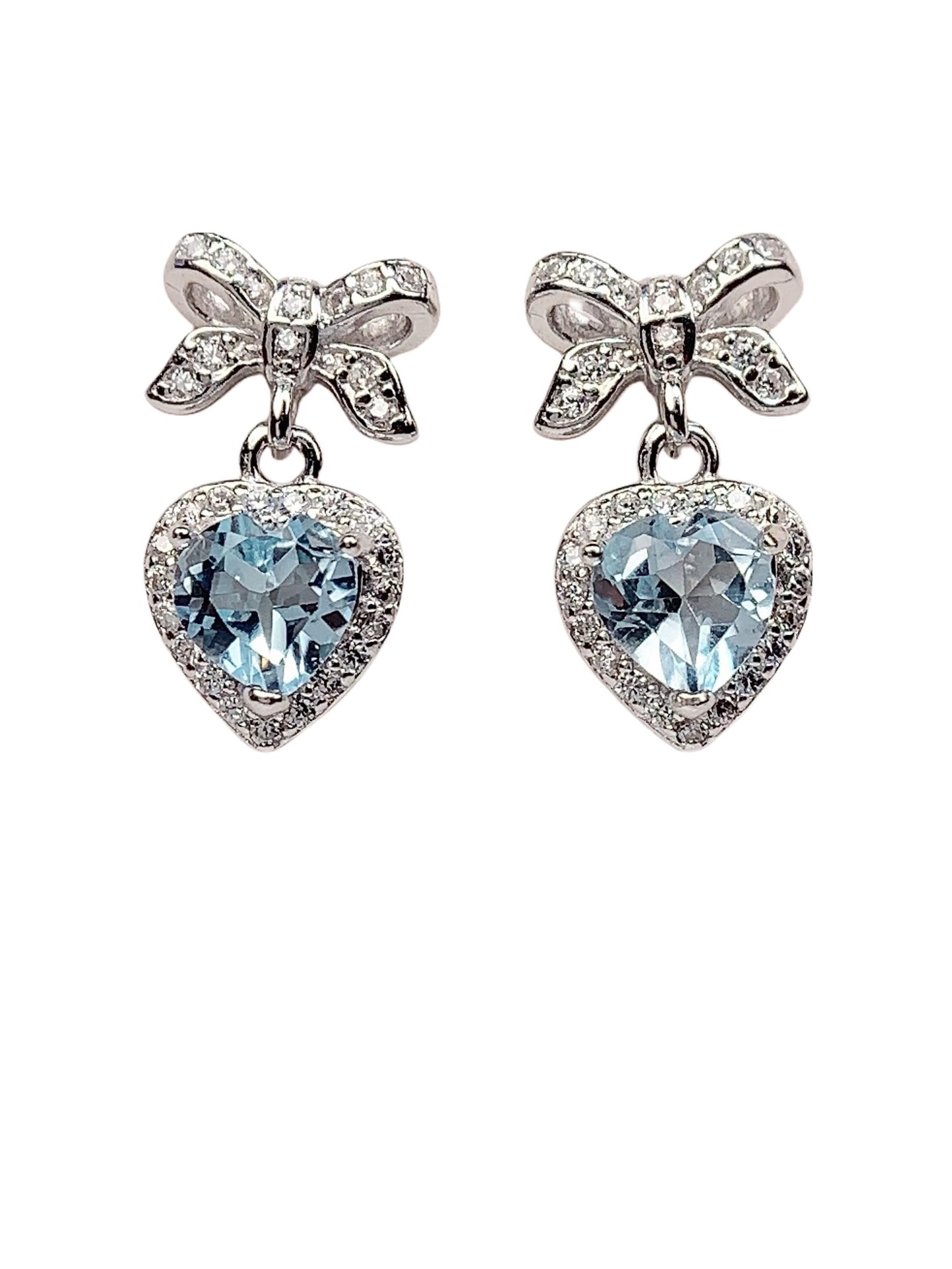 Sky Blue Topaz Heart Earrings: 18k Gold Plated Sterling Silver