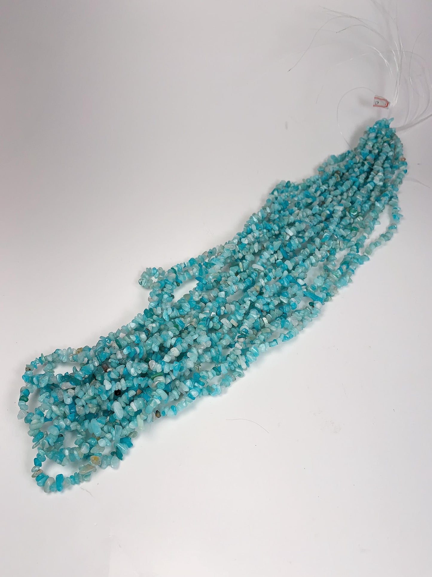 Blue Amazonyte Chip Beads: Natural Gemstone Nuggets, 32" Strand