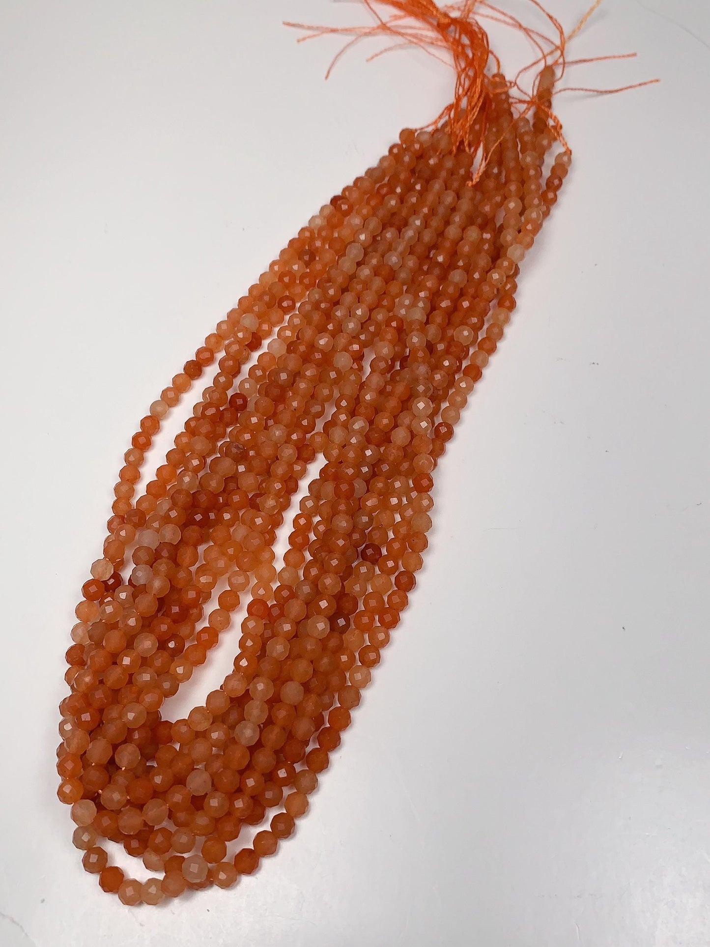 Genuine Natural Orange Red Aventurine Faceted Round Beads 15.5" Strand 2mm 3mm 4mm