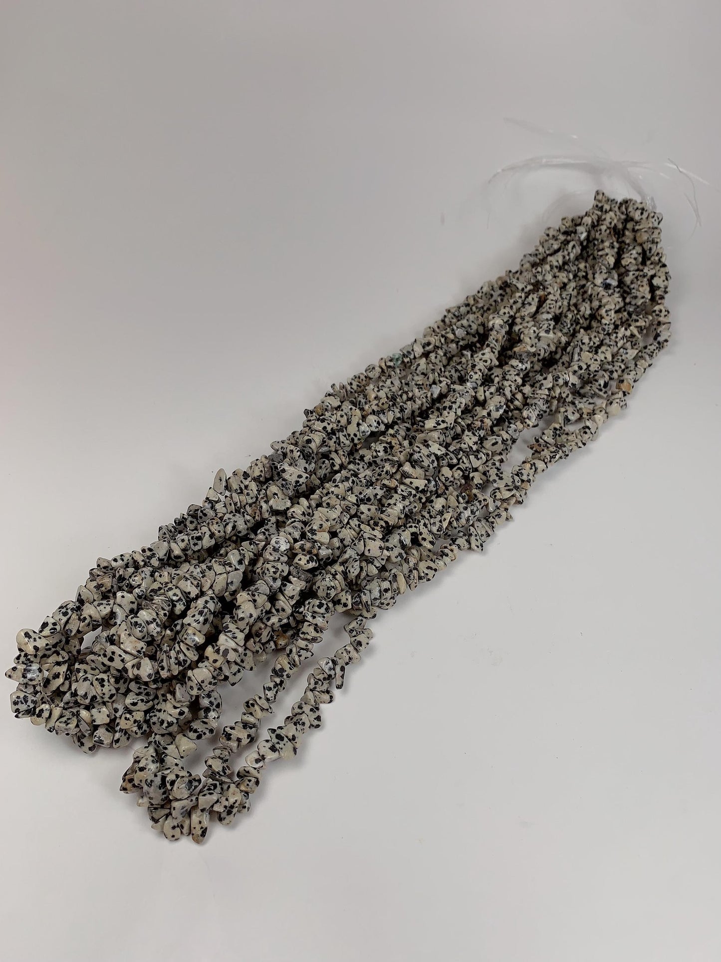 Dalmatian Jasper Chip Beads: Natural Black White Gemstone, 32" Strand