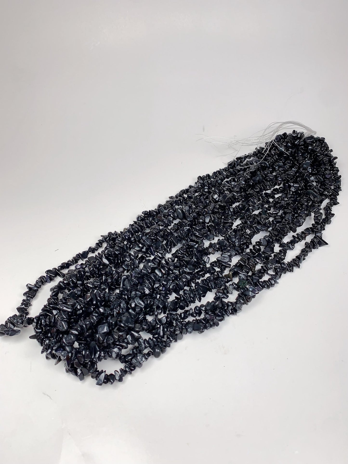 Black Tourmaline Nugget Beads: Genuine Gemstone Crystal Chips, 32" Strand