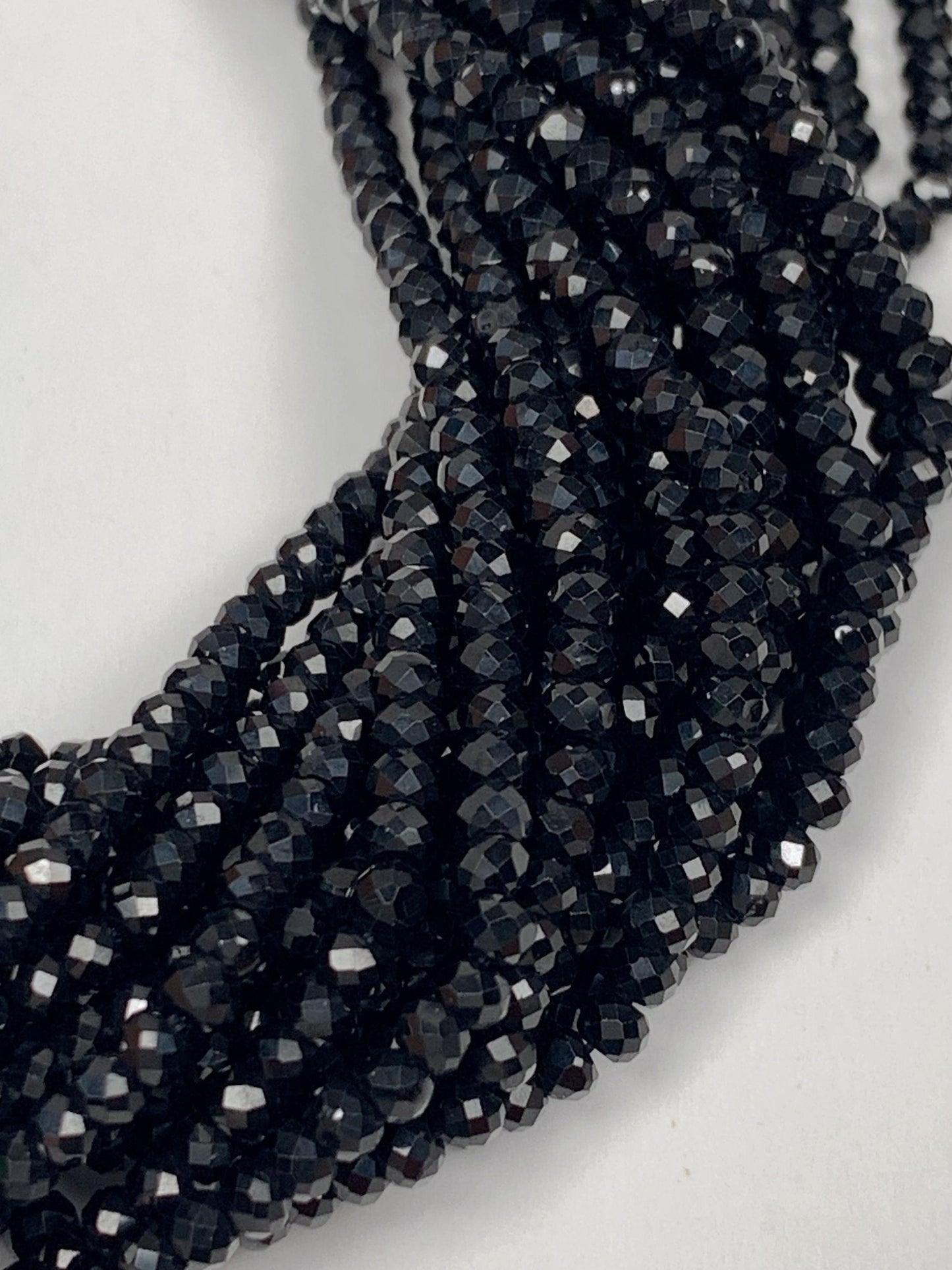 Grade AAA+ Genuine Natural Black Spirel Faceted Rondelle Beads 15.5" Strand 3mm X 2mm