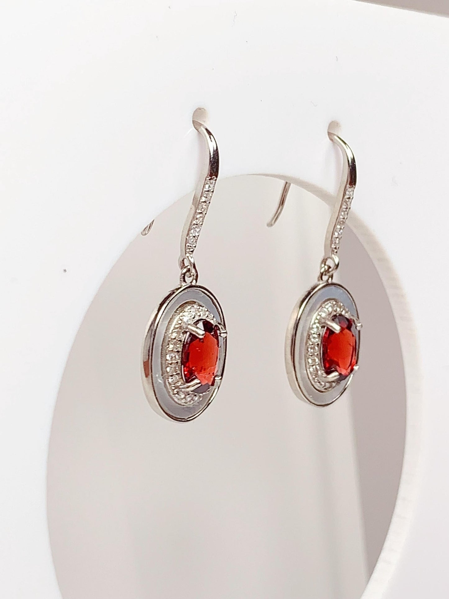 Red Garnet Sterling Silver Earrings: 18k Gold Plated, AAA Gem