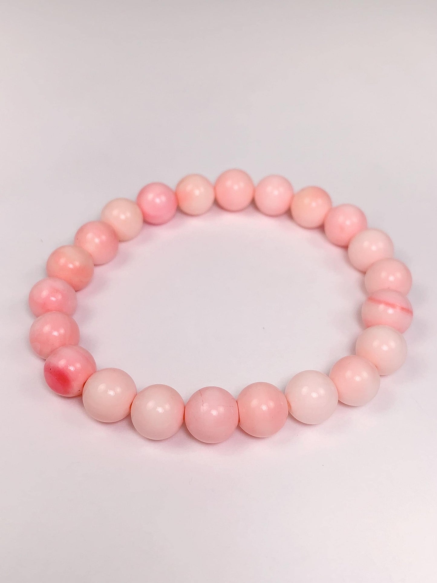 No Dyed High Quality Pink Queen Conch Stretch Bracelet: Natural Gemstone Stretch Bracelet (6mm 8mm 10mm 12mm 14mm ) Smooth Round