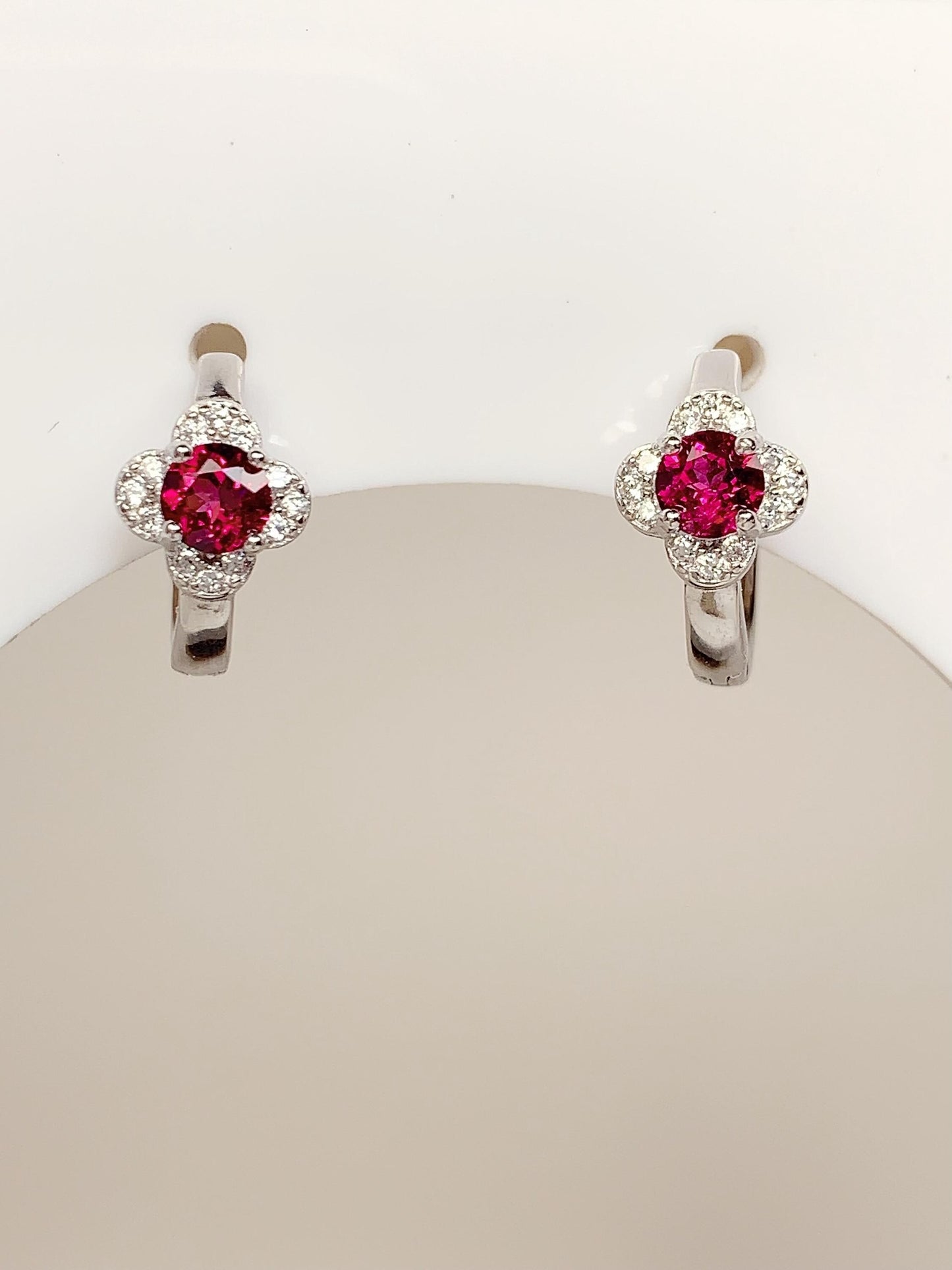 Purple Garnet Earrings: 18k Gold Plated Sterling Silver, 3mm