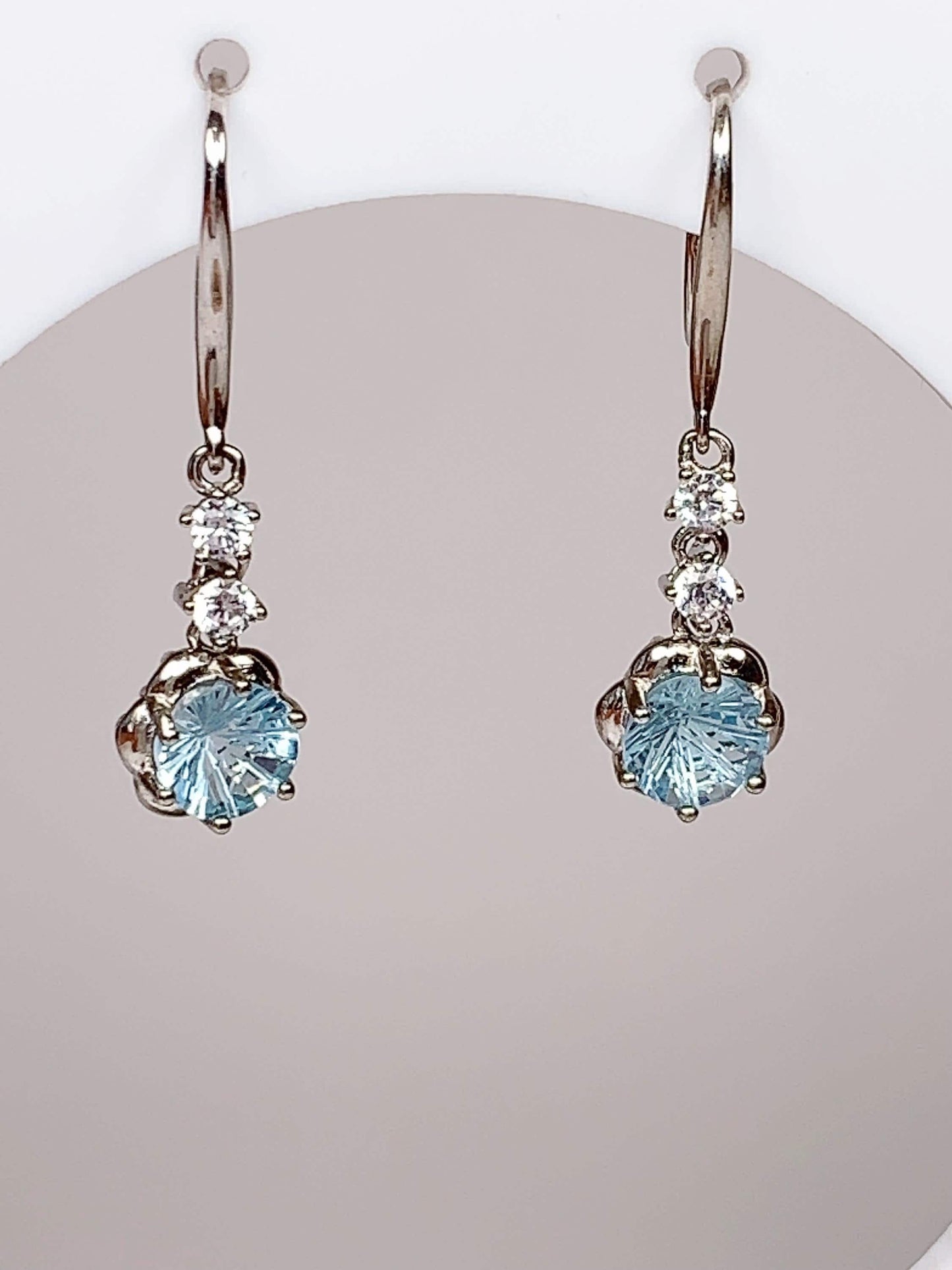 Sky Blue Topaz Earrings: 18k Gold Plated Sterling Silver, 6mm