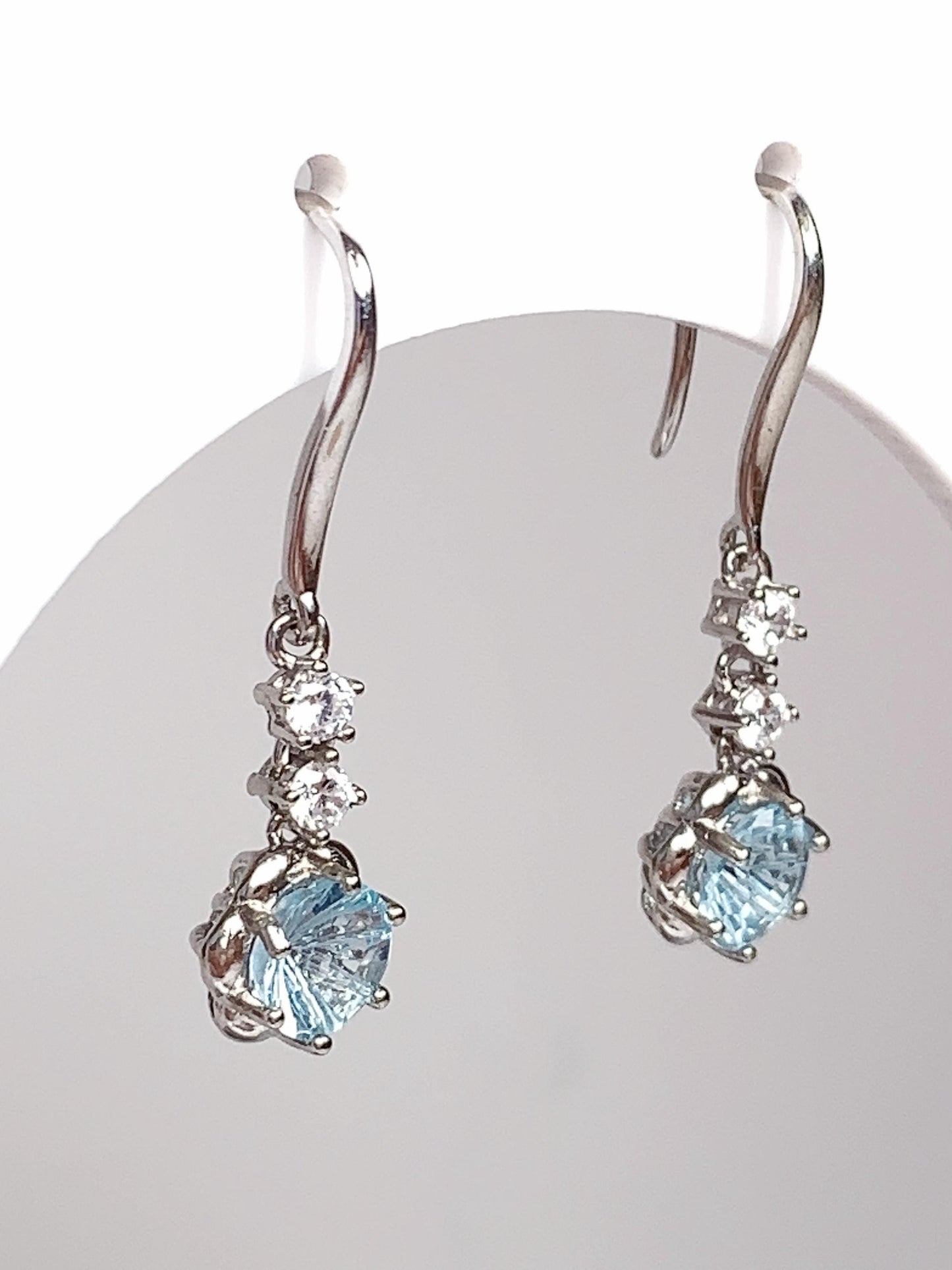 Sky Blue Topaz Earrings: 18k Gold Plated Sterling Silver, 6mm