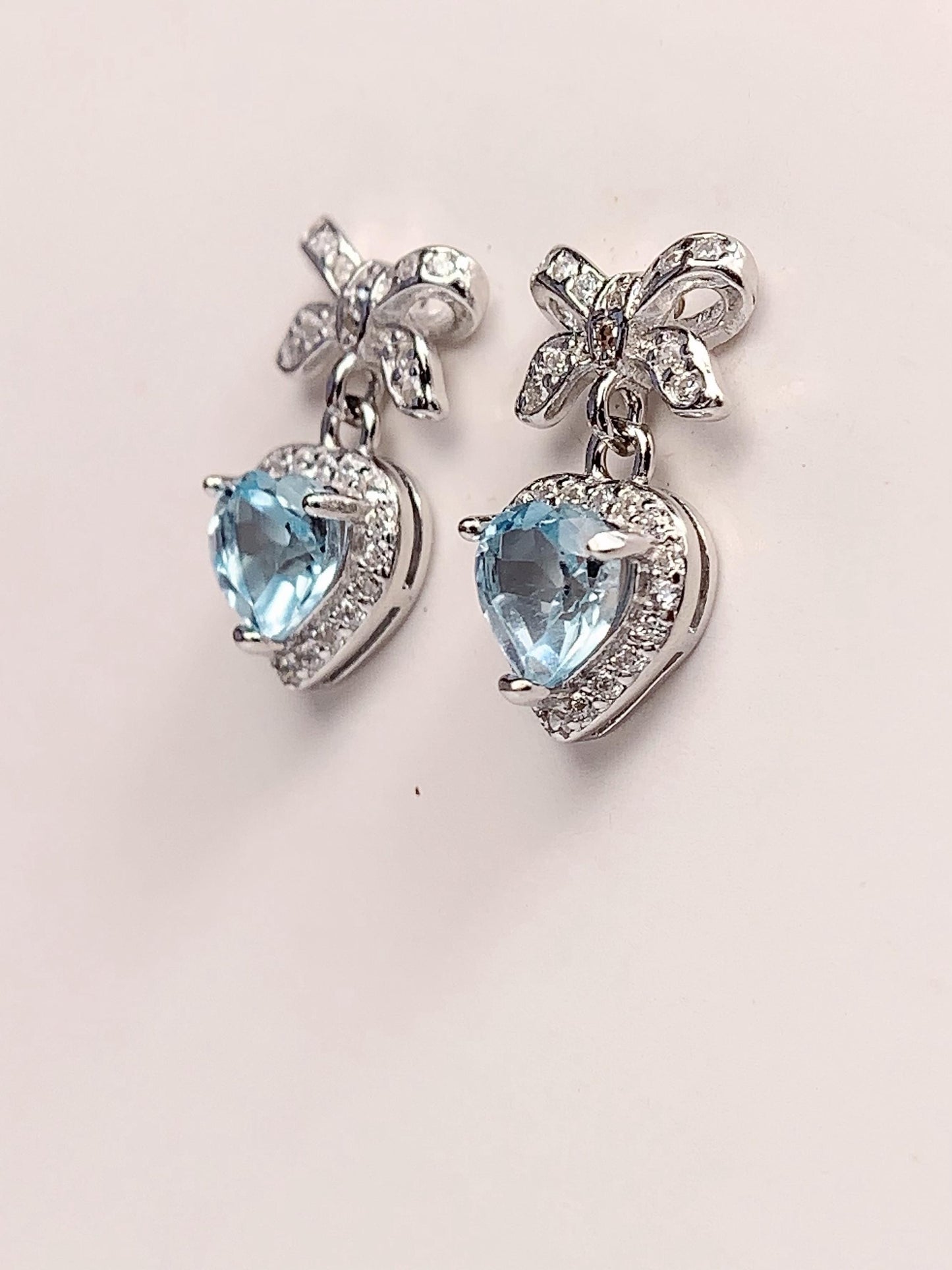 Sky Blue Topaz Heart Earrings: 18k Gold Plated Sterling Silver
