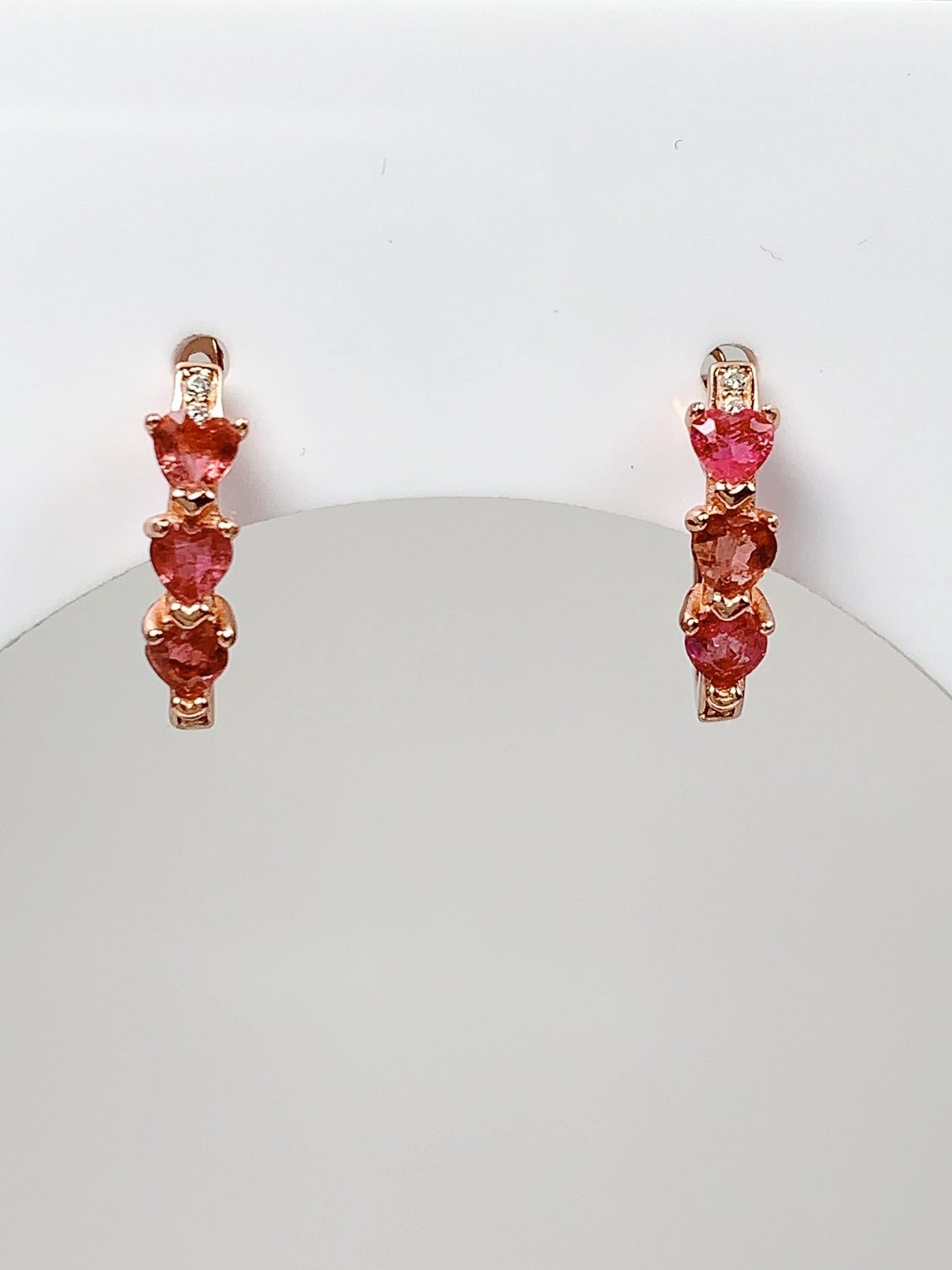 Pink Tourmaline Heart Earrings: 18k Gold Plated Sterling Silver