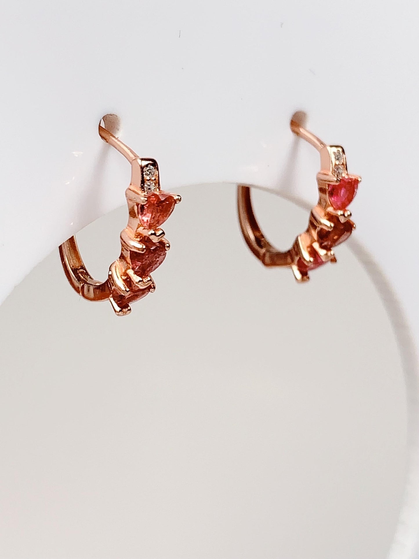 Pink Tourmaline Heart Earrings: 18k Gold Plated Sterling Silver