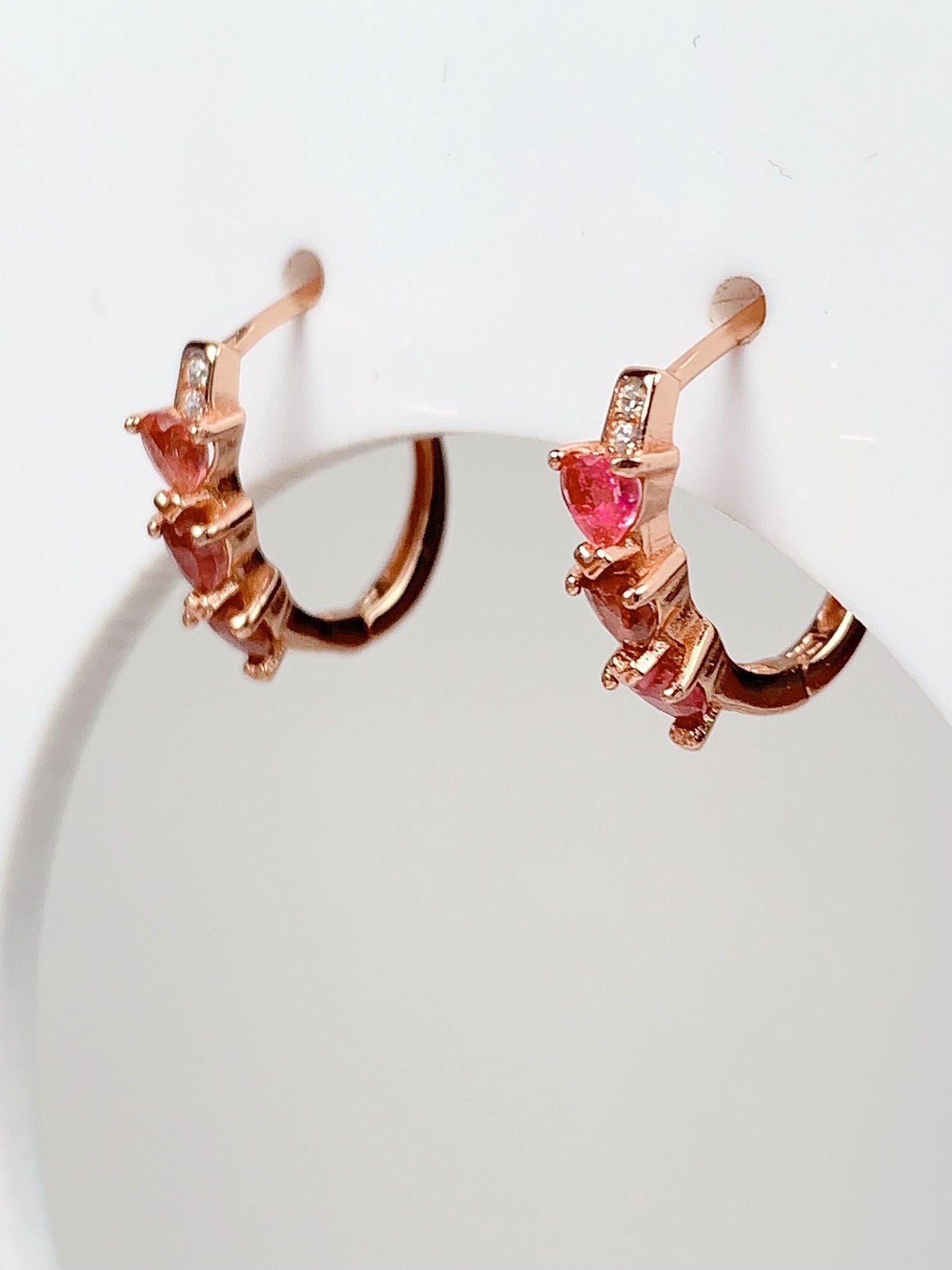 Pink Tourmaline Heart Earrings: 18k Gold Plated Sterling Silver