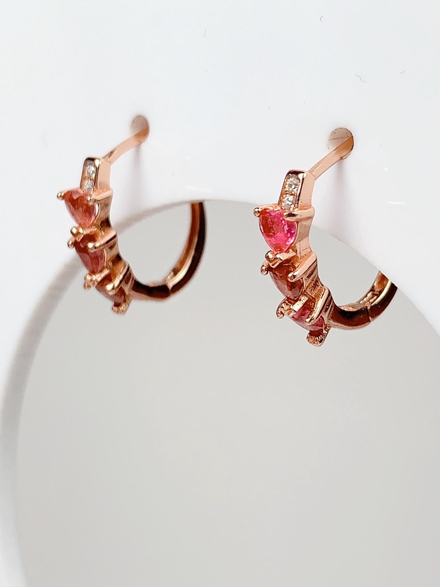 Pink Tourmaline Heart Earrings: 18k Gold Plated Sterling Silver