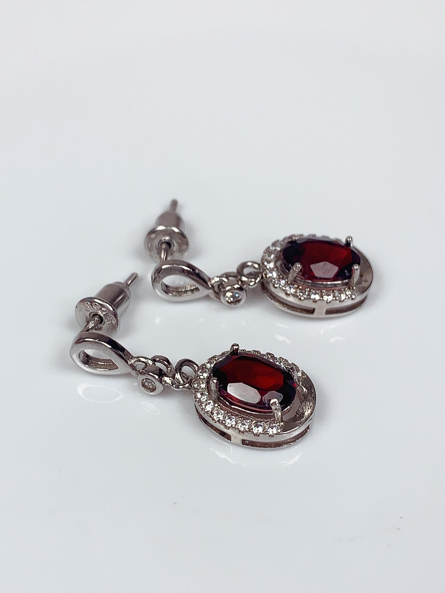 Red Garnet Sterling Silver Earrings: 18k Gold Plated Dangle Earrings