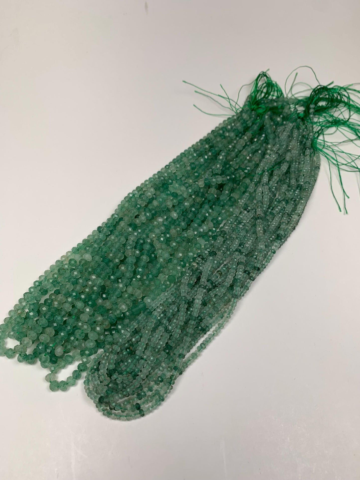 Green Strawberry Quartz Faceted Rondelle Beads - 15.5" Strand