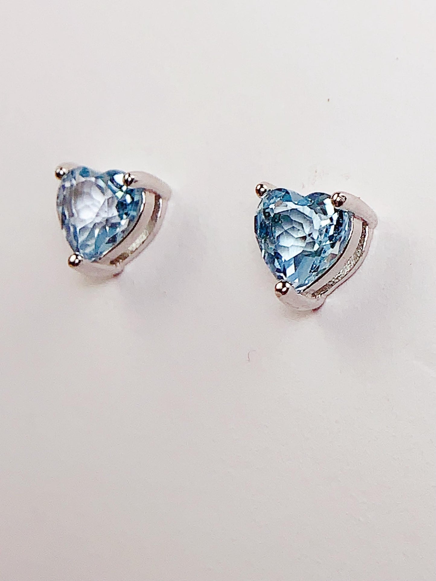 Sky Blue Topaz Heart Earrings: 18k Gold Plated Sterling Silver