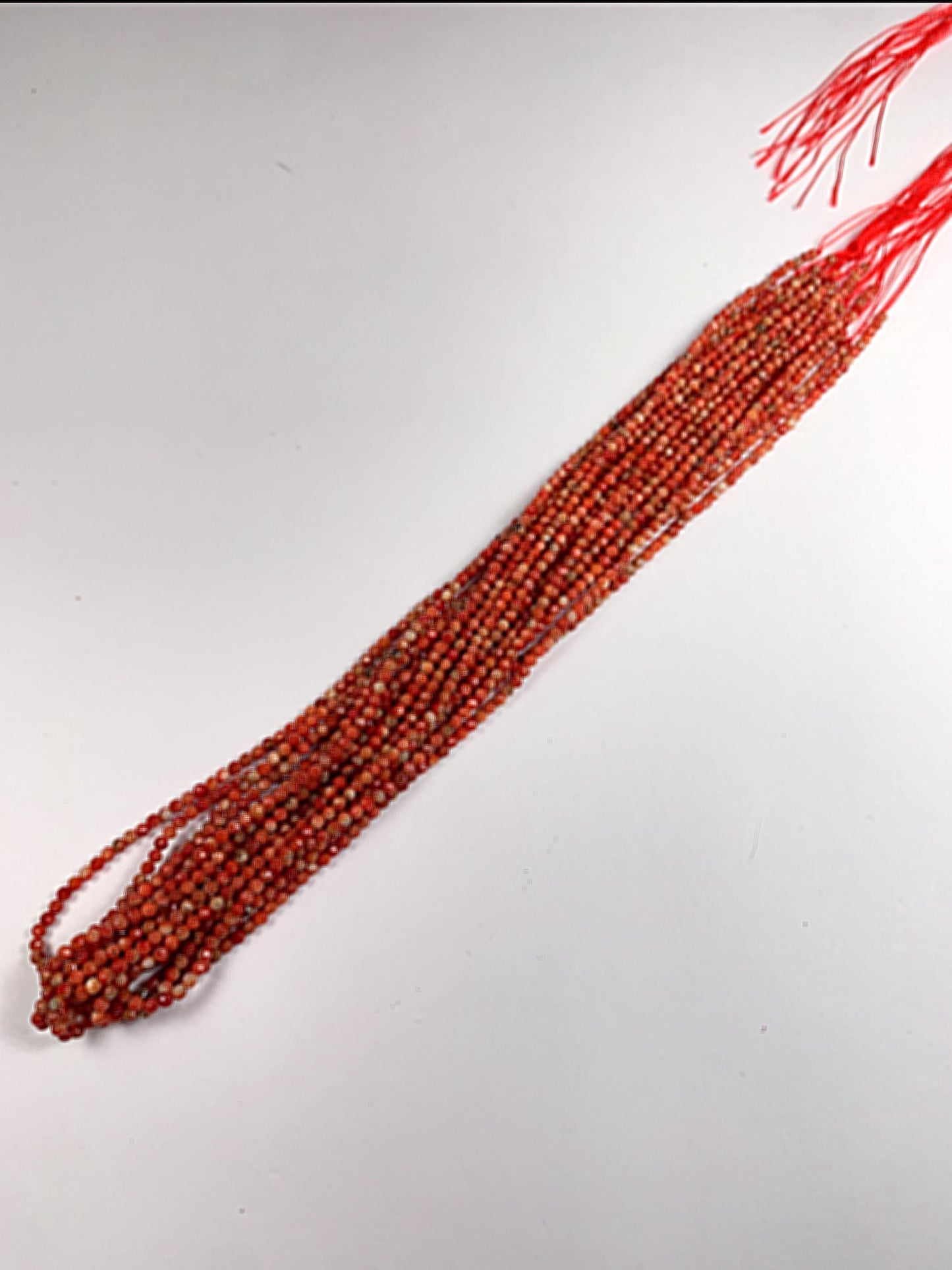 Faceted Gold Red Coral Beads: Natural Gemstone Strand (2mm 3mm 4mm)