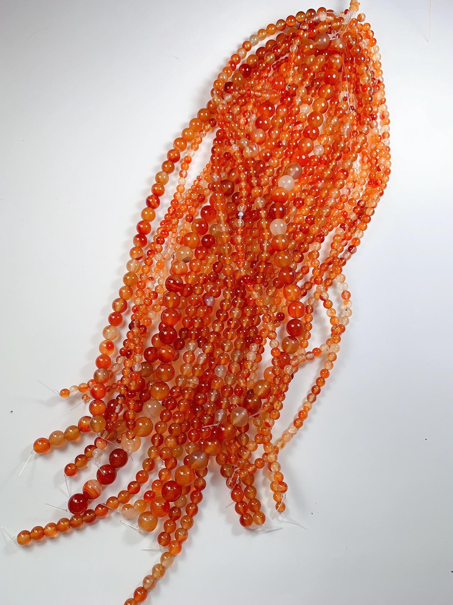 Deep Orange Agate Beads: Natural Smooth Round Gemstone Strand