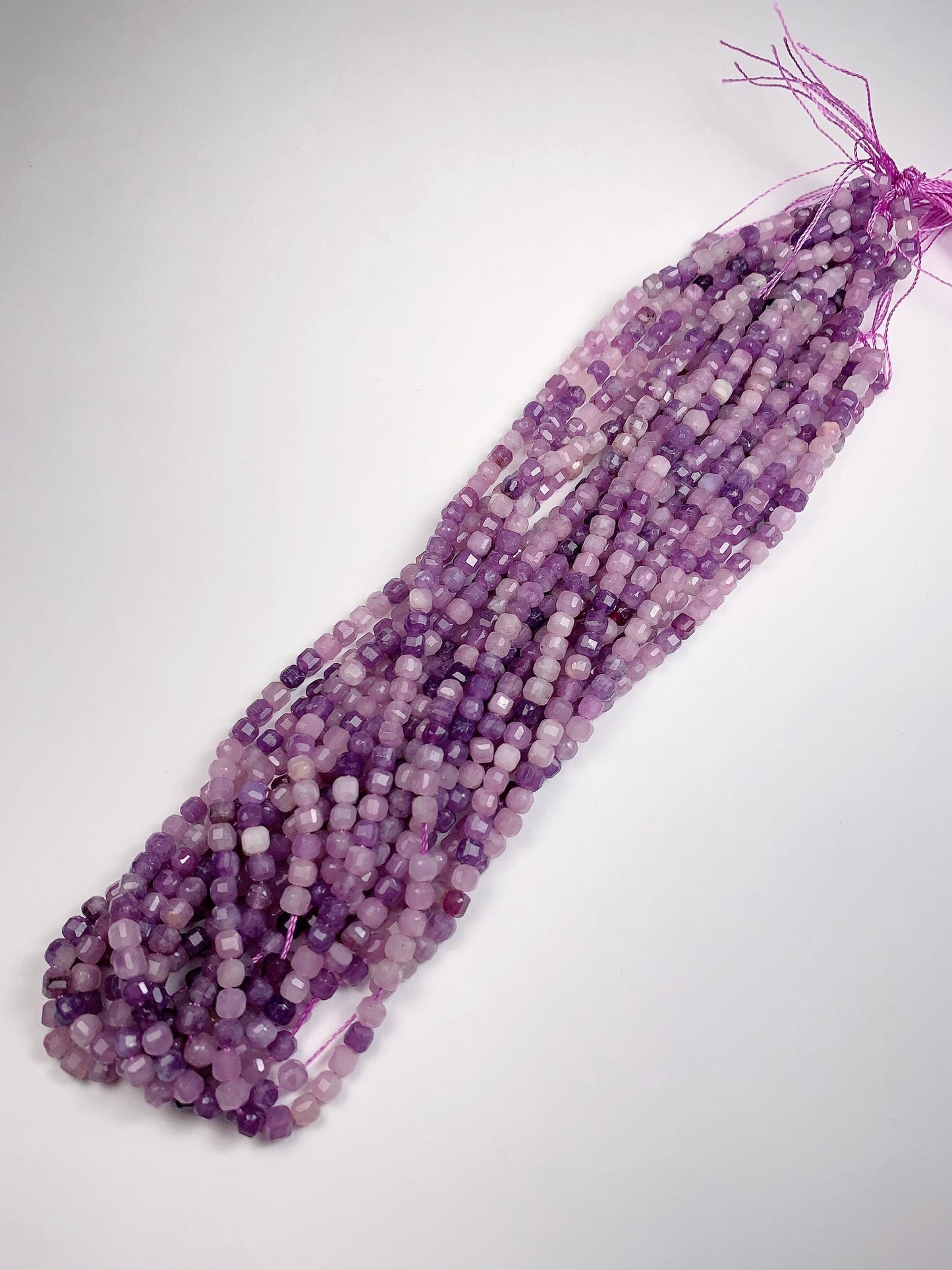 4mm + Genuine Natural Purple Lilac Lepidopite Cube Square Beads 15.5" Strand