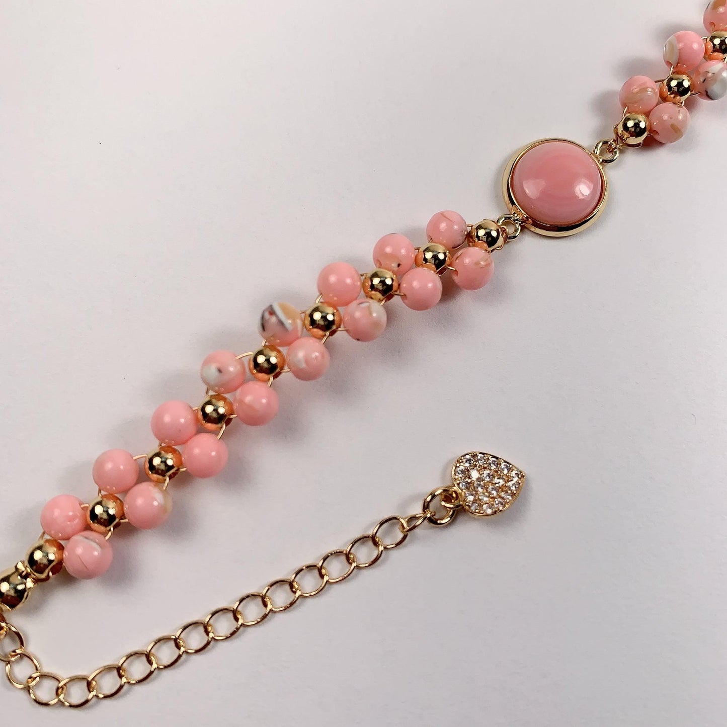 Pink Queen Conch Bracelet: 14K Gold Filled, Healing Gemstone