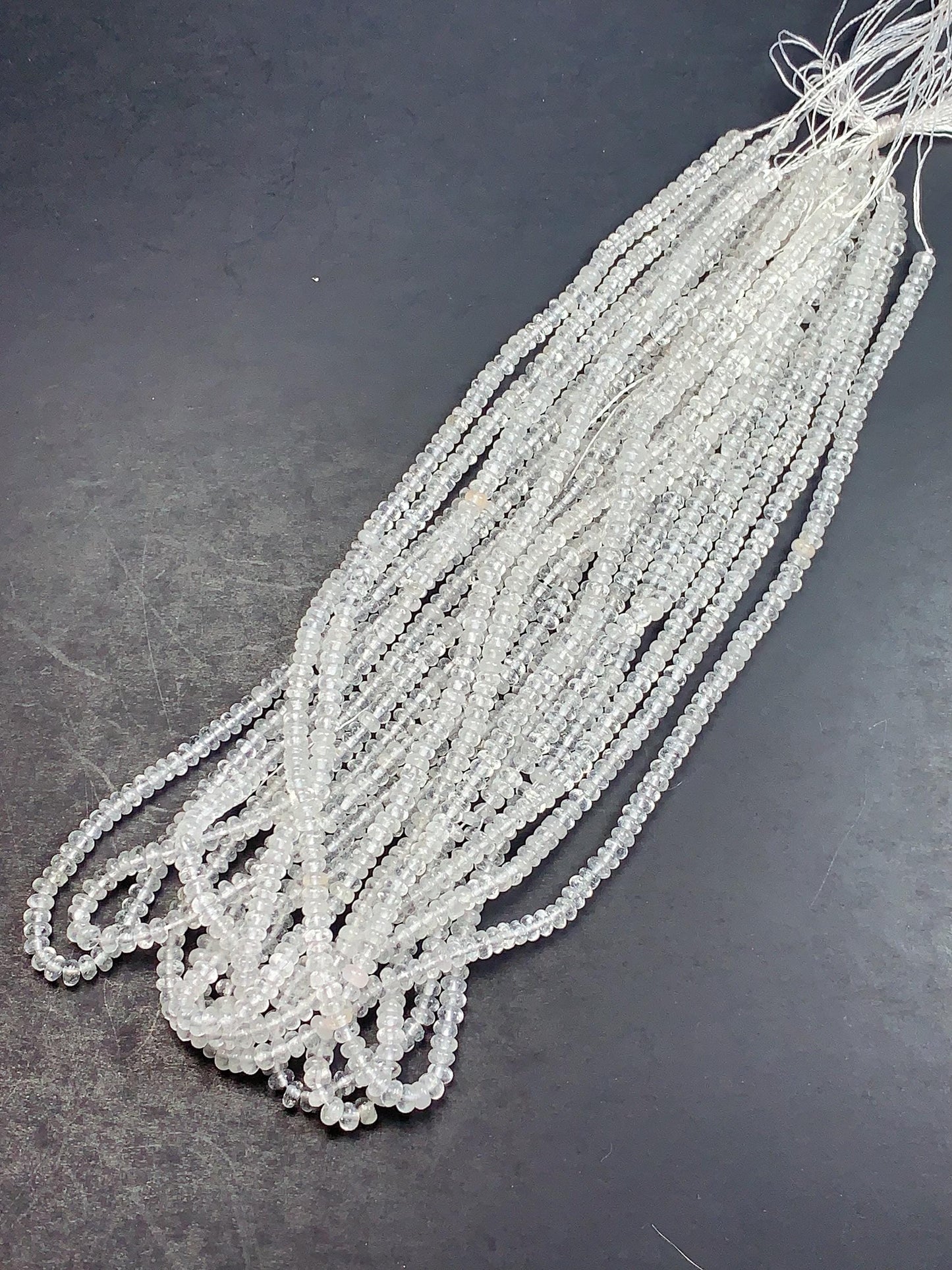 2x4mm High Quality White Crystal Clear Quartz Smooth Rondelle Beads Gemstone Strand 15
