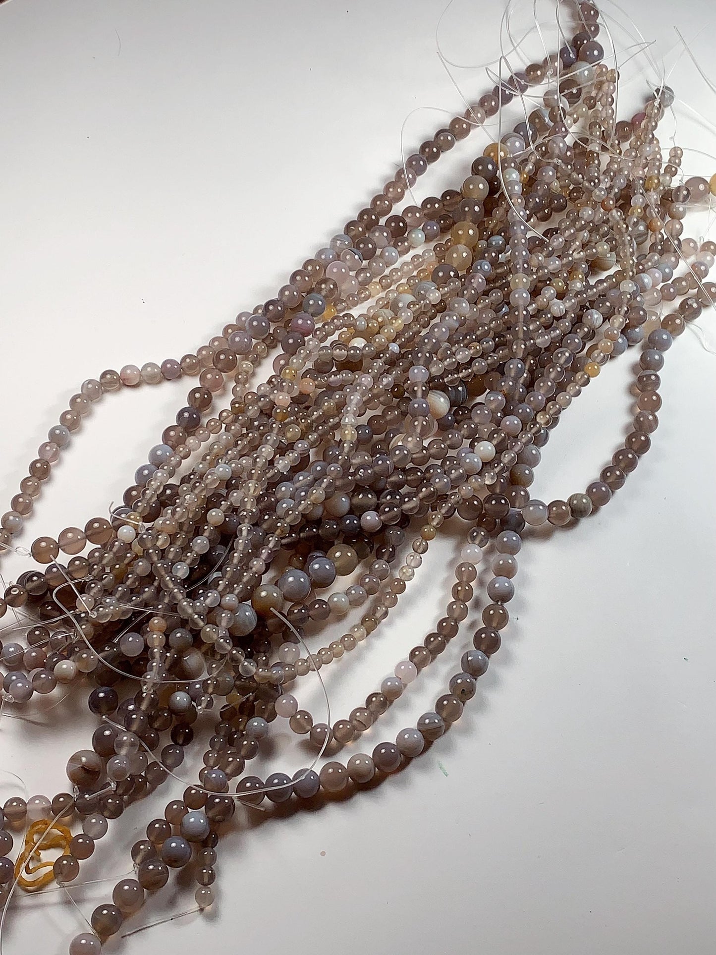 Gray Striped Agate Beads: Natural Gemstone Strand (15.5")