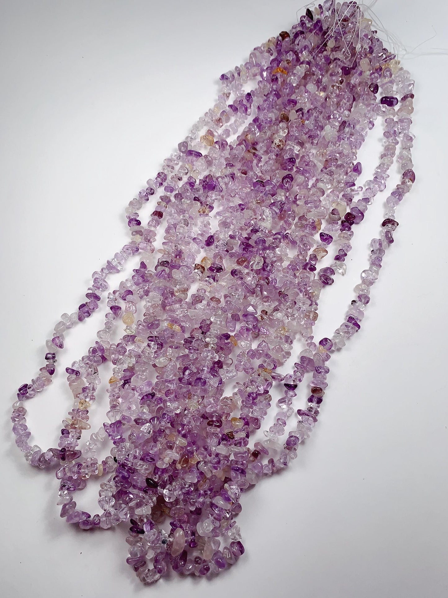 Amethyst Citrine Chip Beads: Natural Gemstone Nugget Strand, 32"